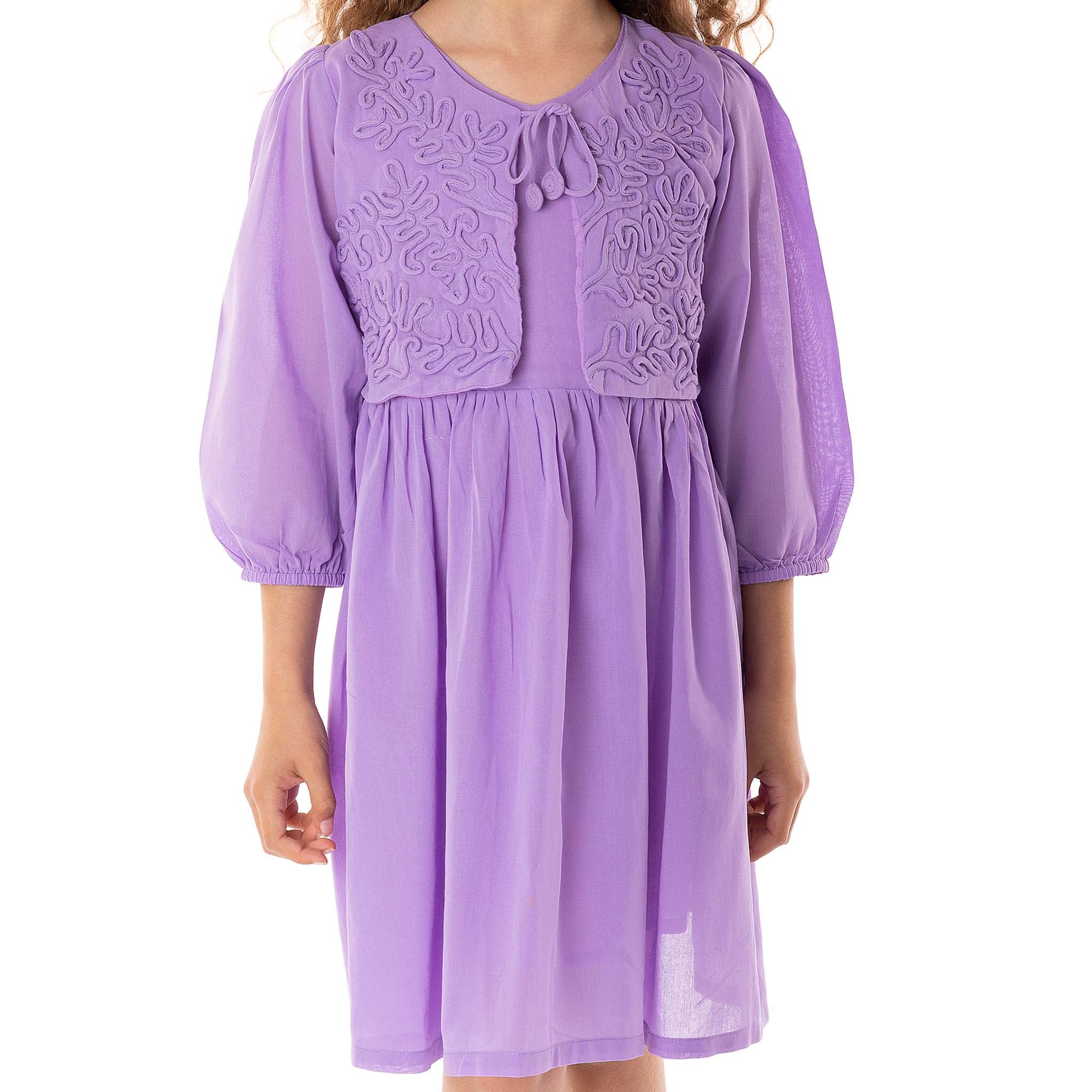 The Aria Violet - Embroidered Cotton Dress