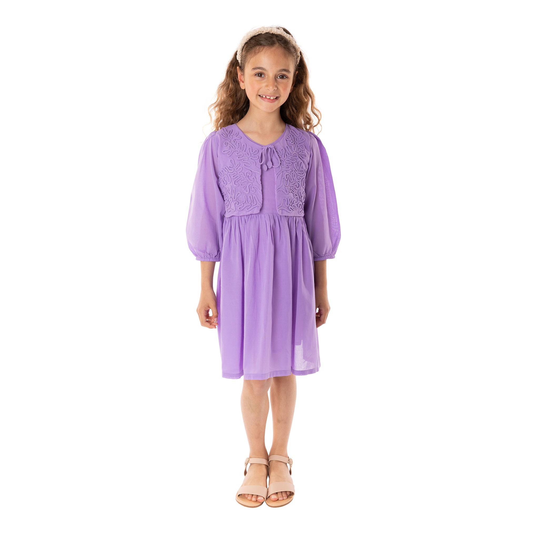 The Aria Violet - Embroidered Cotton Dress