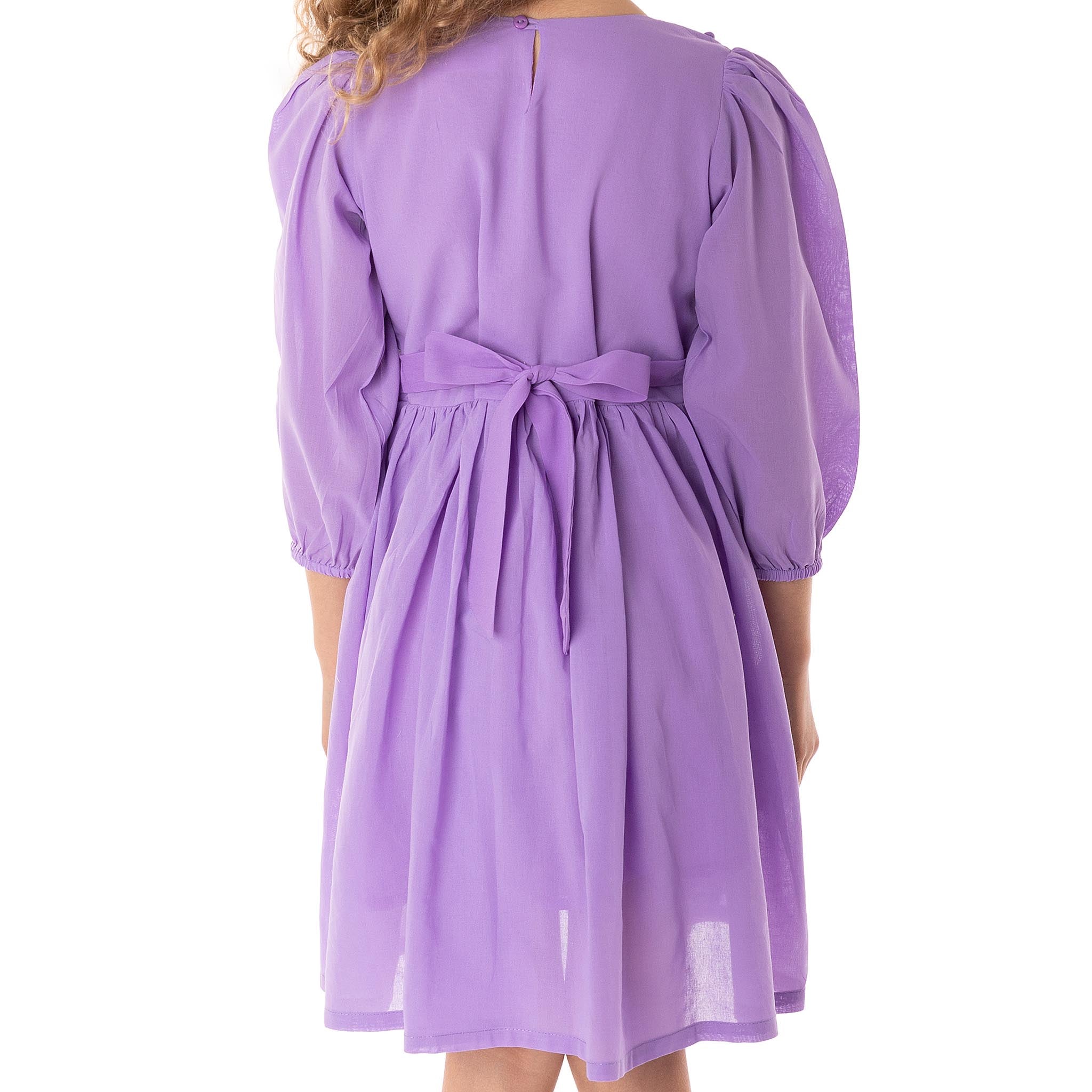 The Aria Violet - Embroidered Cotton Dress