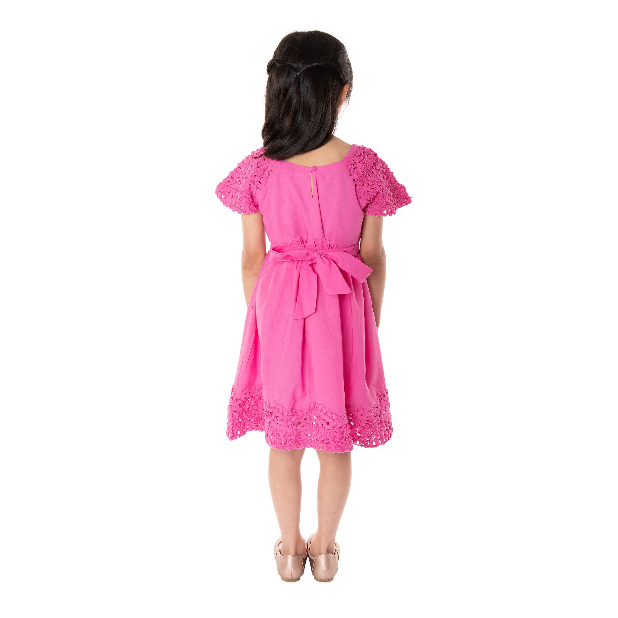 The Willow Pink – Handcrafted Ribbon Embroidered Dress