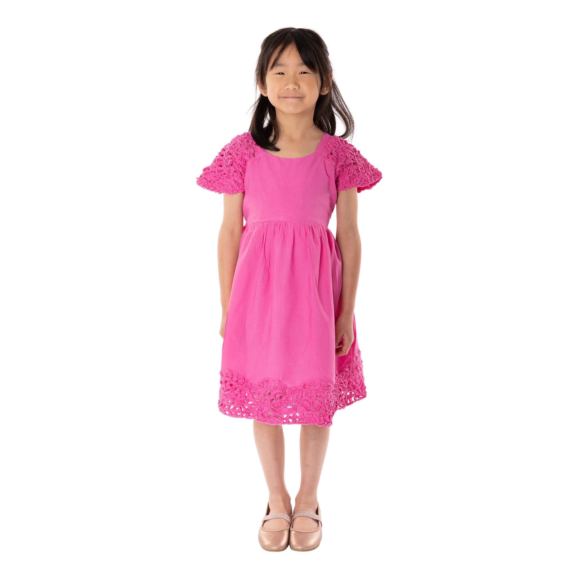 The Willow Pink – Handcrafted Ribbon Embroidered Dress