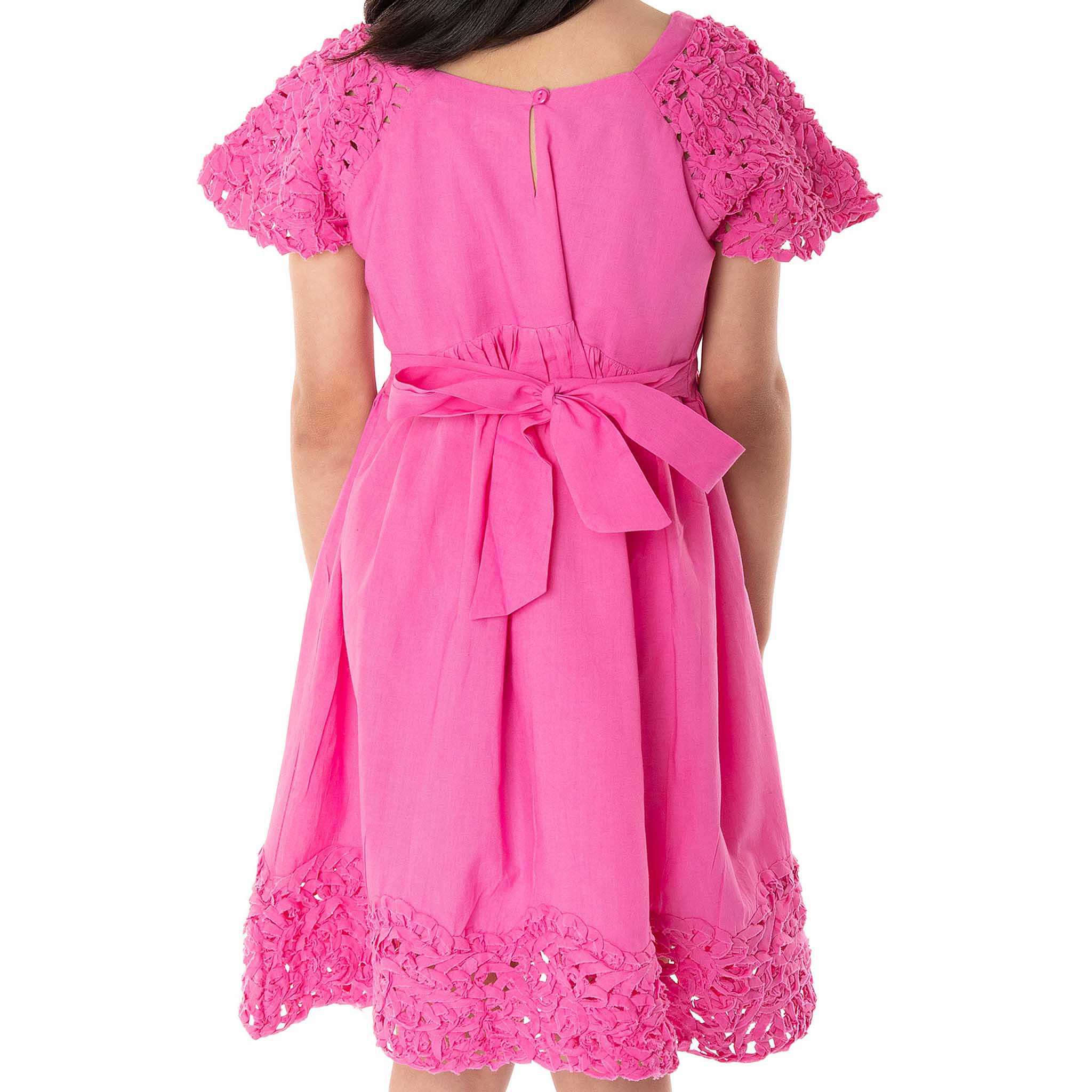 The Willow Pink – Handcrafted Ribbon Embroidered Dress