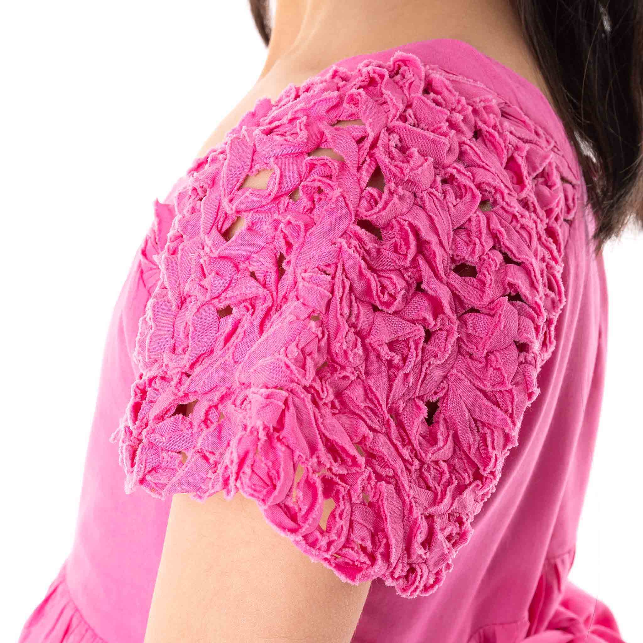 The Willow Pink – Handcrafted Ribbon Embroidered Dress