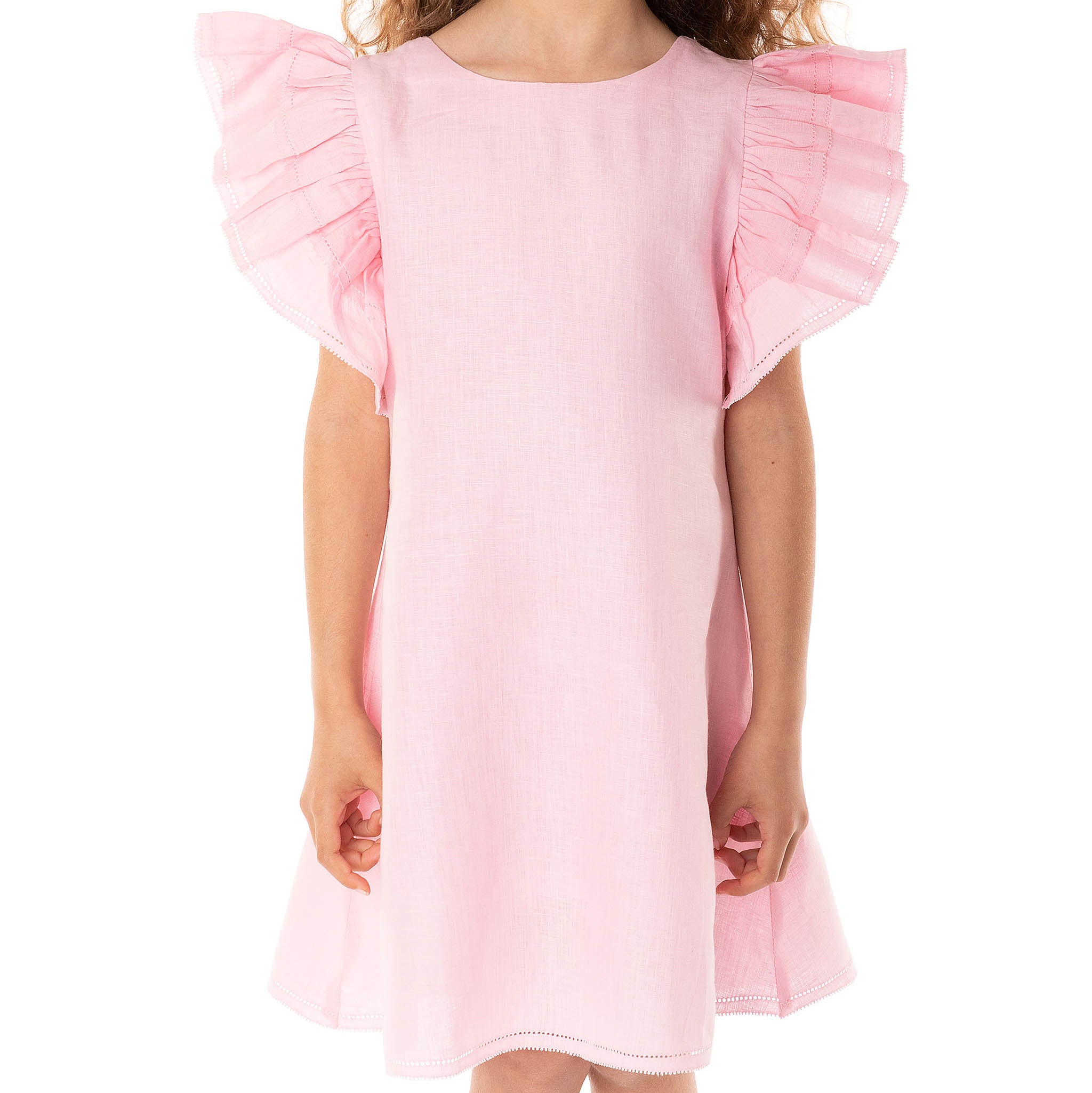The Ivy Pink - Ruffle Linen Dress