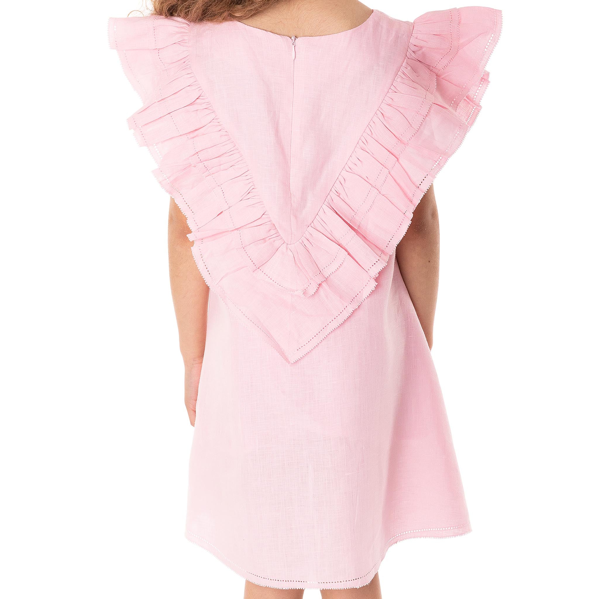The Ivy Pink - Ruffle Linen Dress