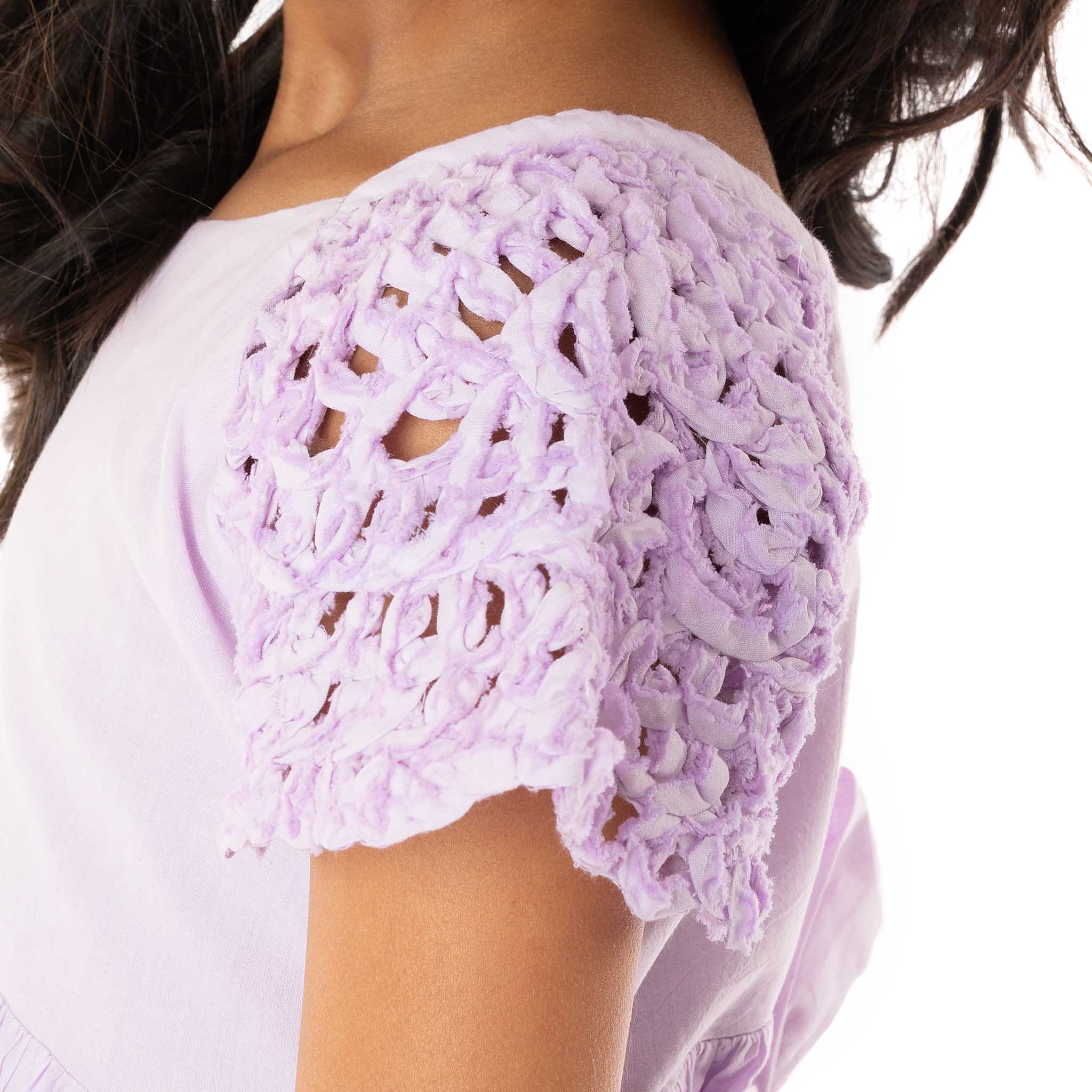 The Willow Violet – Handcrafted Ribbon Embroidered Dress