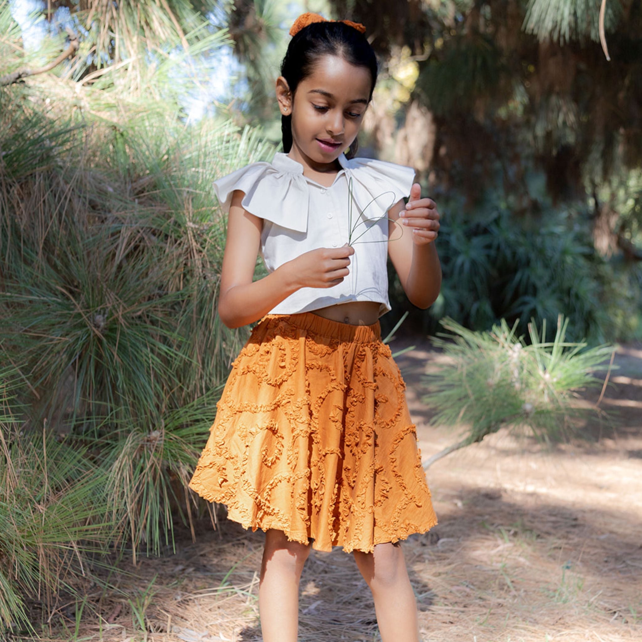 The Nyla Rust Skirt - Textured Cotton