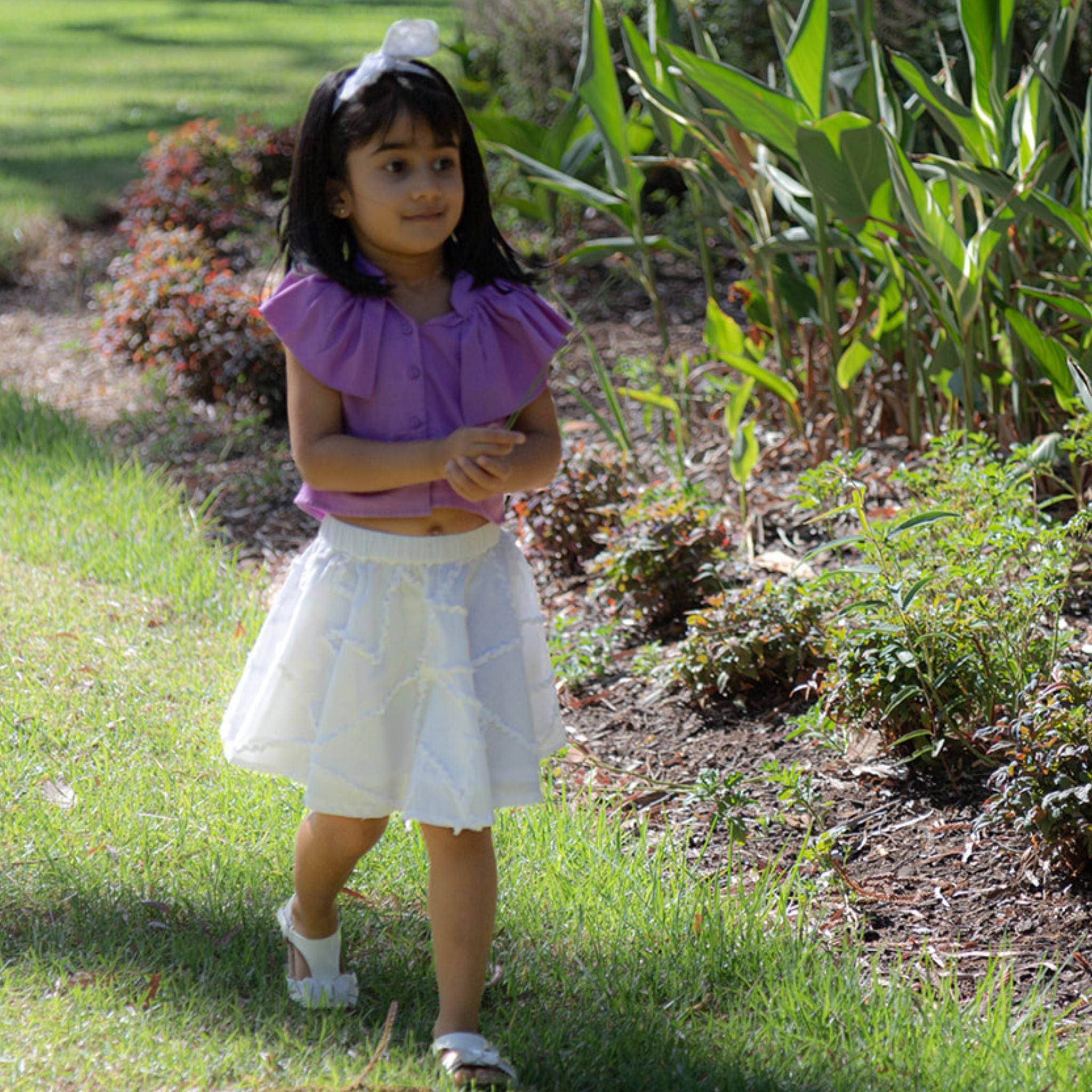 The Nyla White Skirt - Textured Cotton
