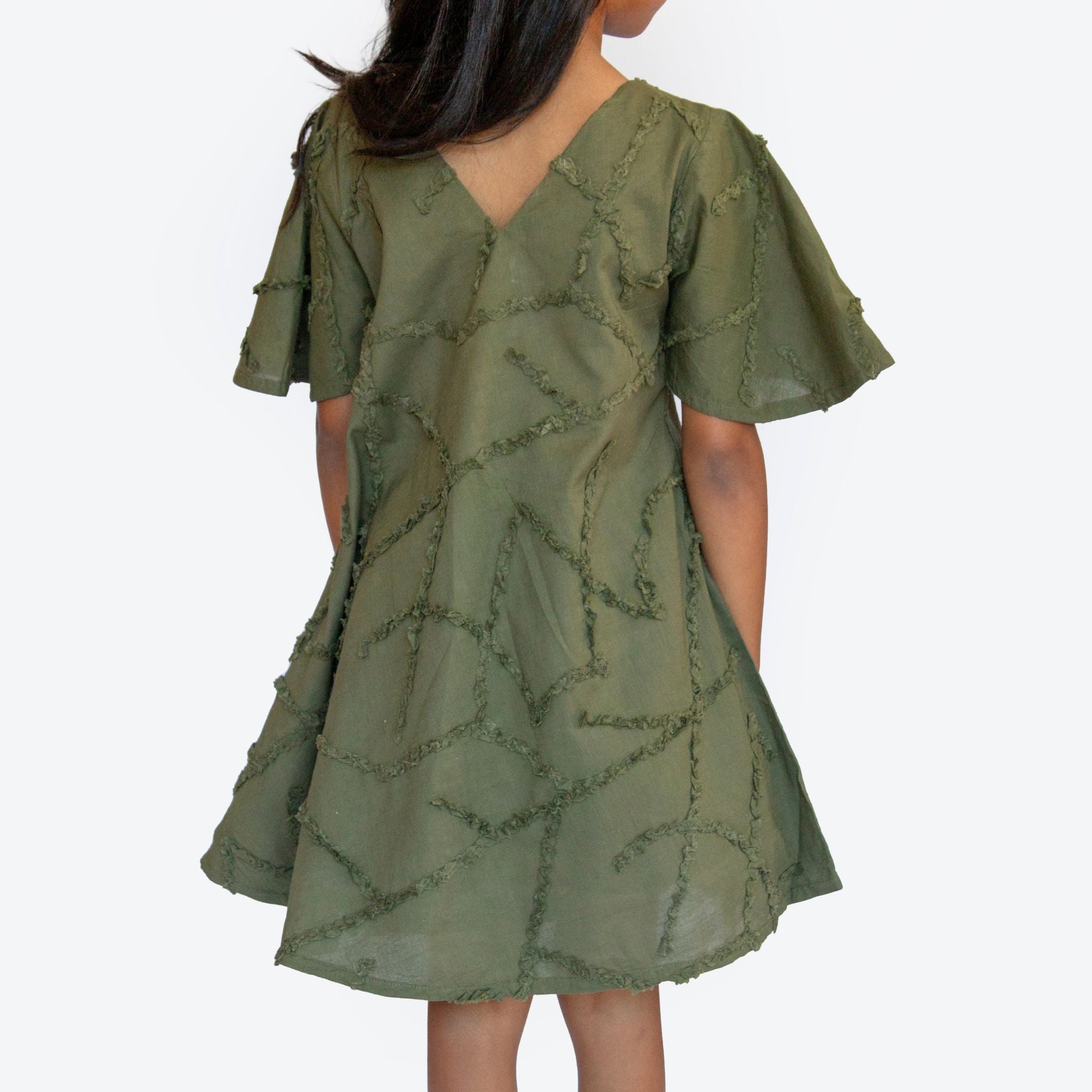 The Nyla Khaki - Textured Cotton Dress