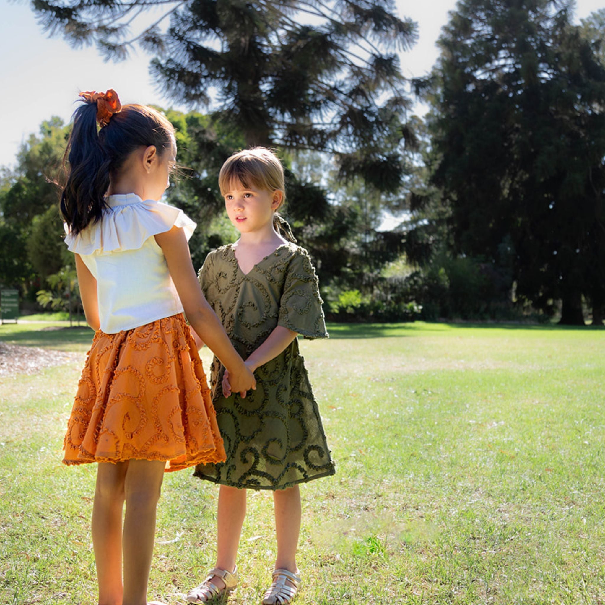 The Nyla Rust Skirt - Textured Cotton
