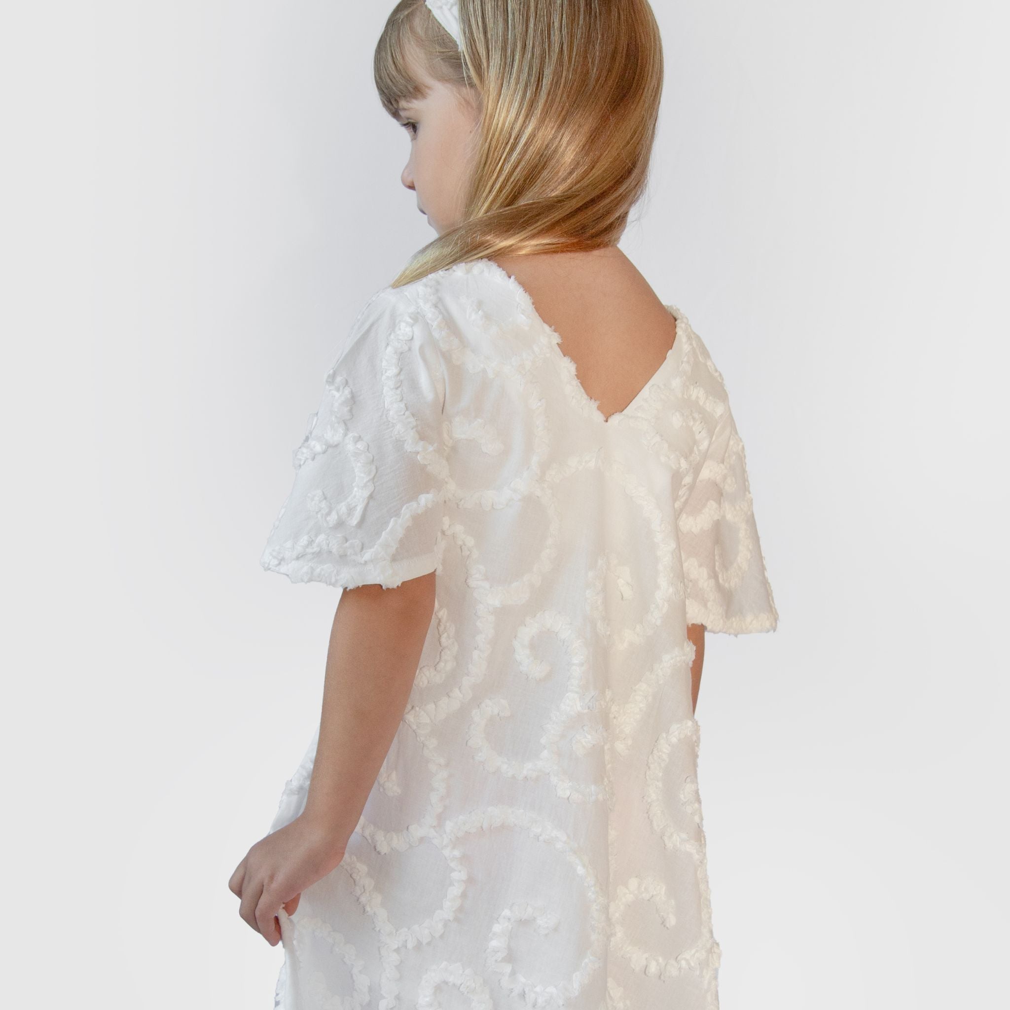 The Nyla White - Textured Cotton Dress