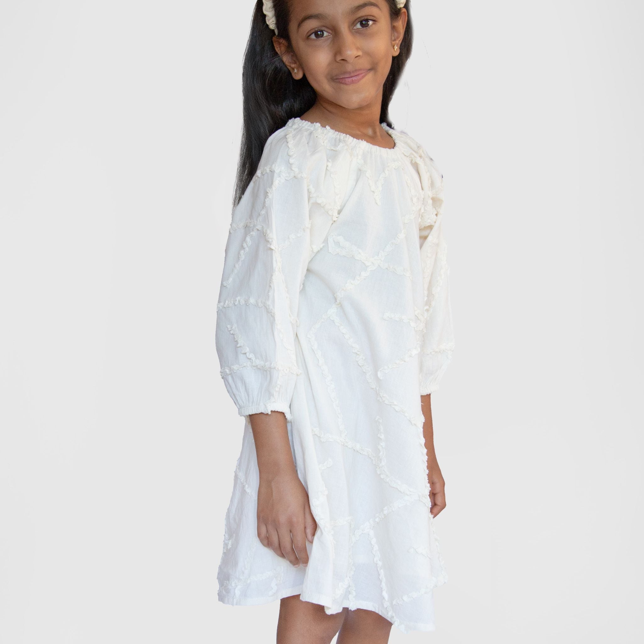 The Maya Cream - Textured Cotton Dress