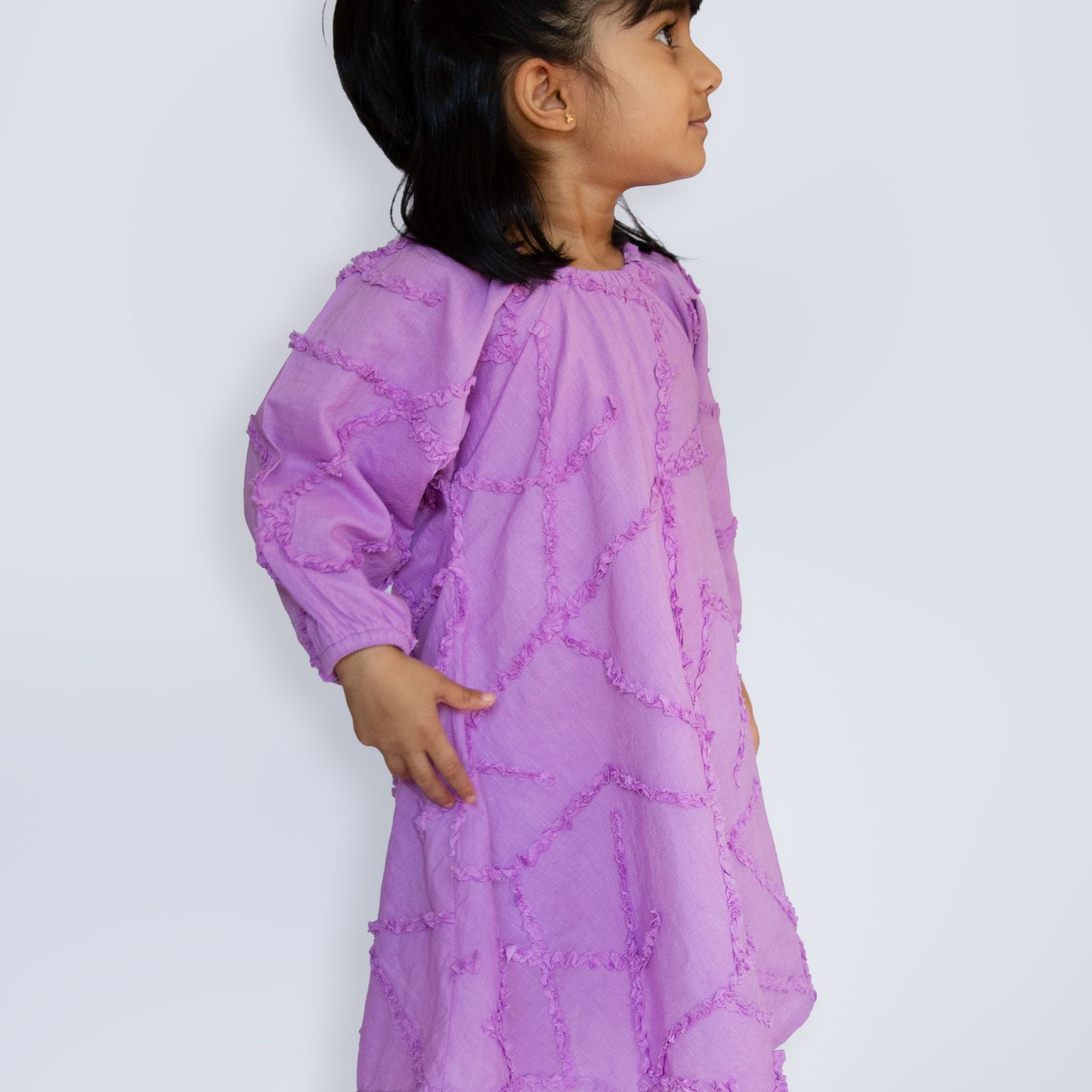 The Maya Mauve - Textured Cotton Dress