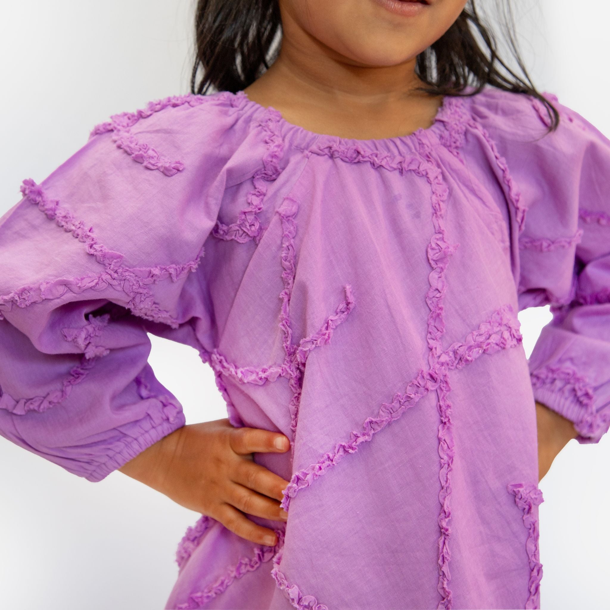 The Maya Mauve - Textured Cotton Dress
