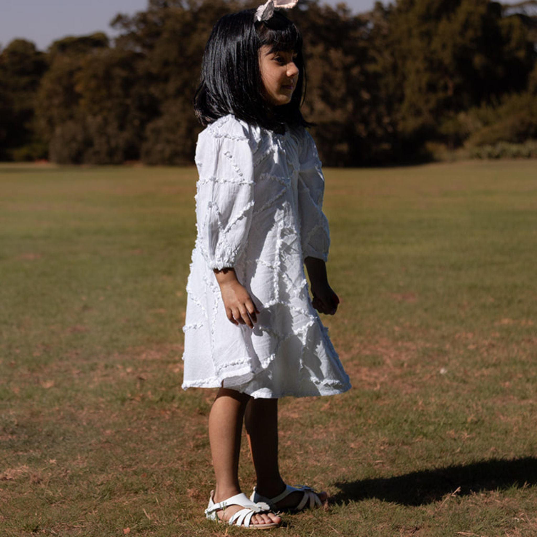The Maya White - Textured Cotton Dress