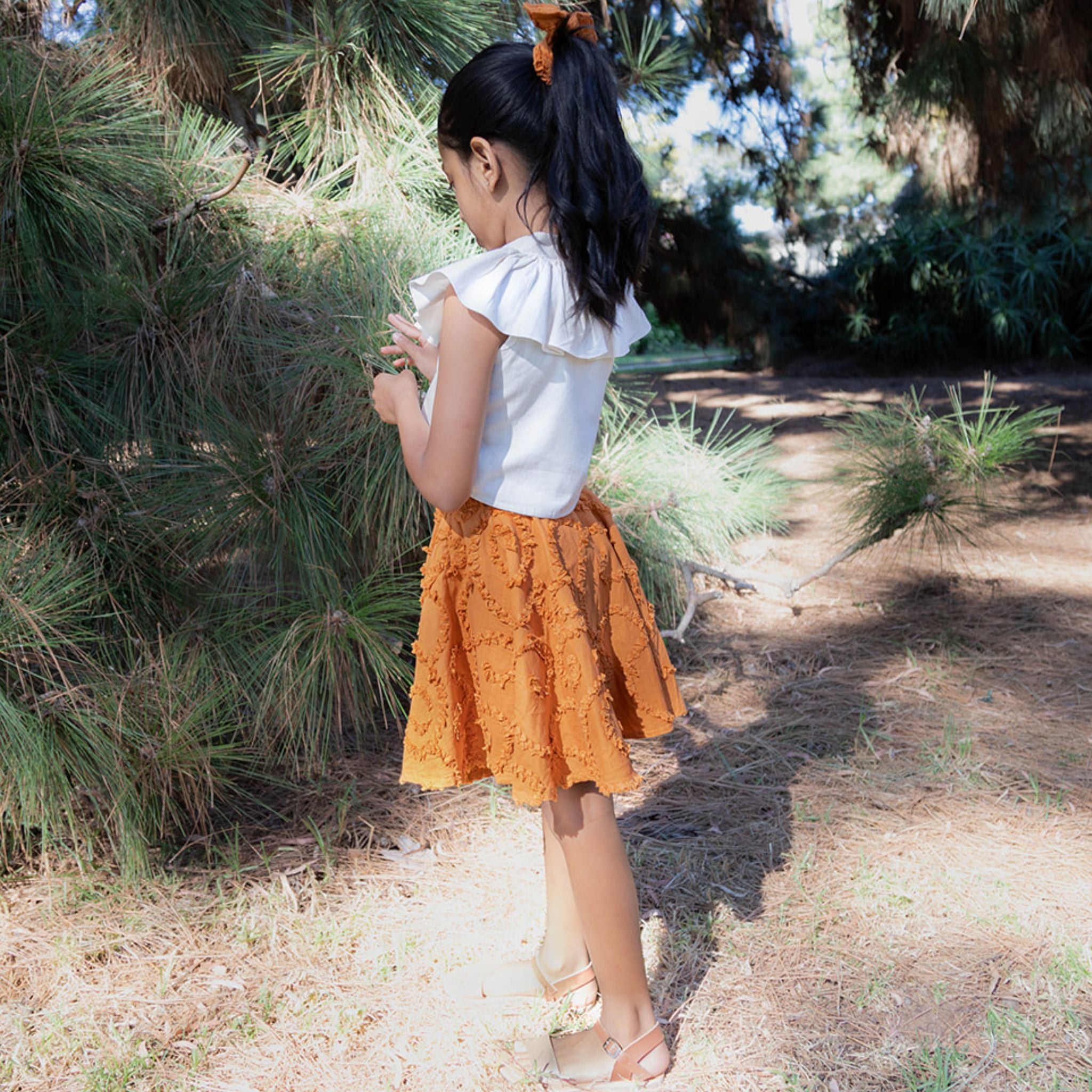 The Nyla Rust Skirt - Textured Cotton