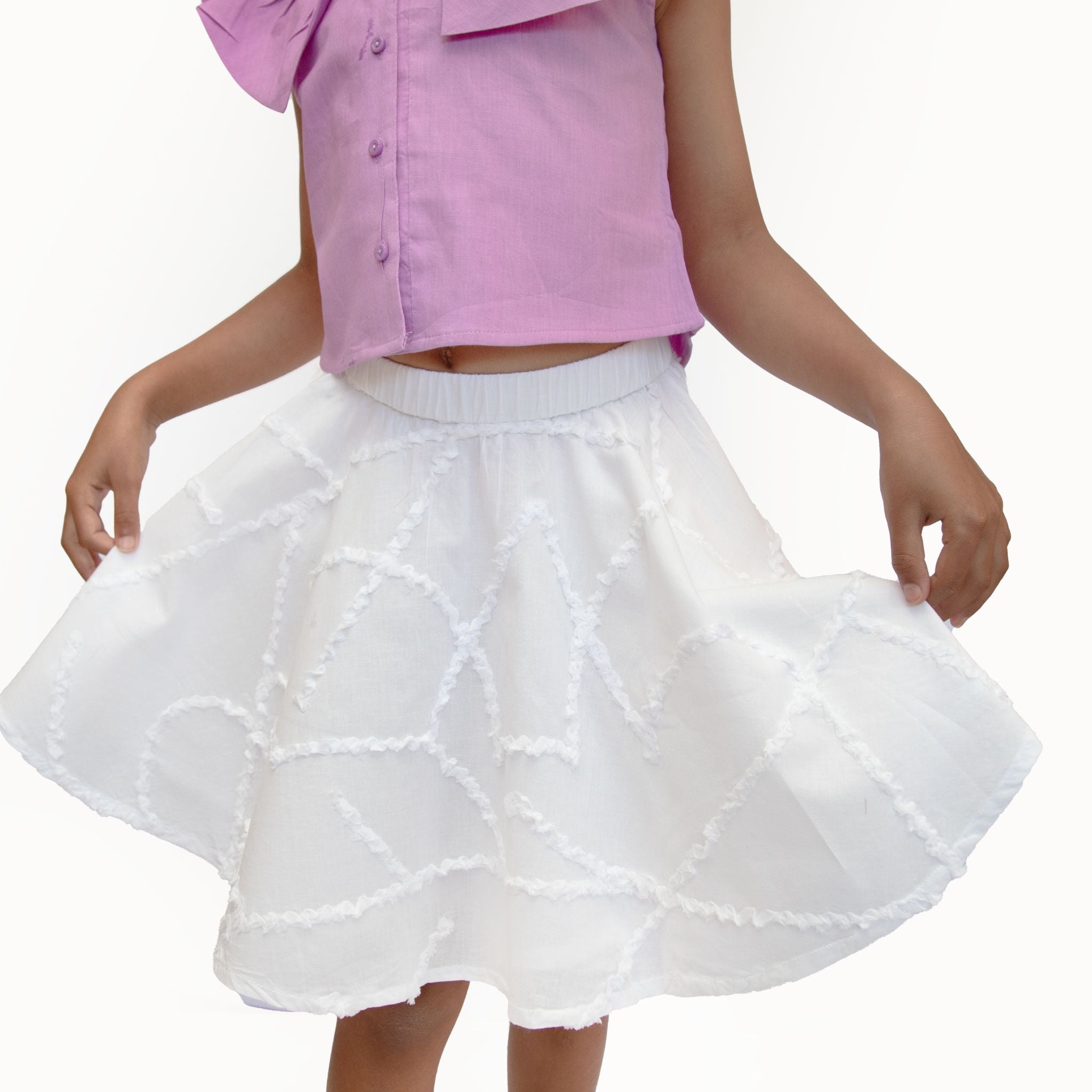 The Nyla White Skirt - Textured Cotton