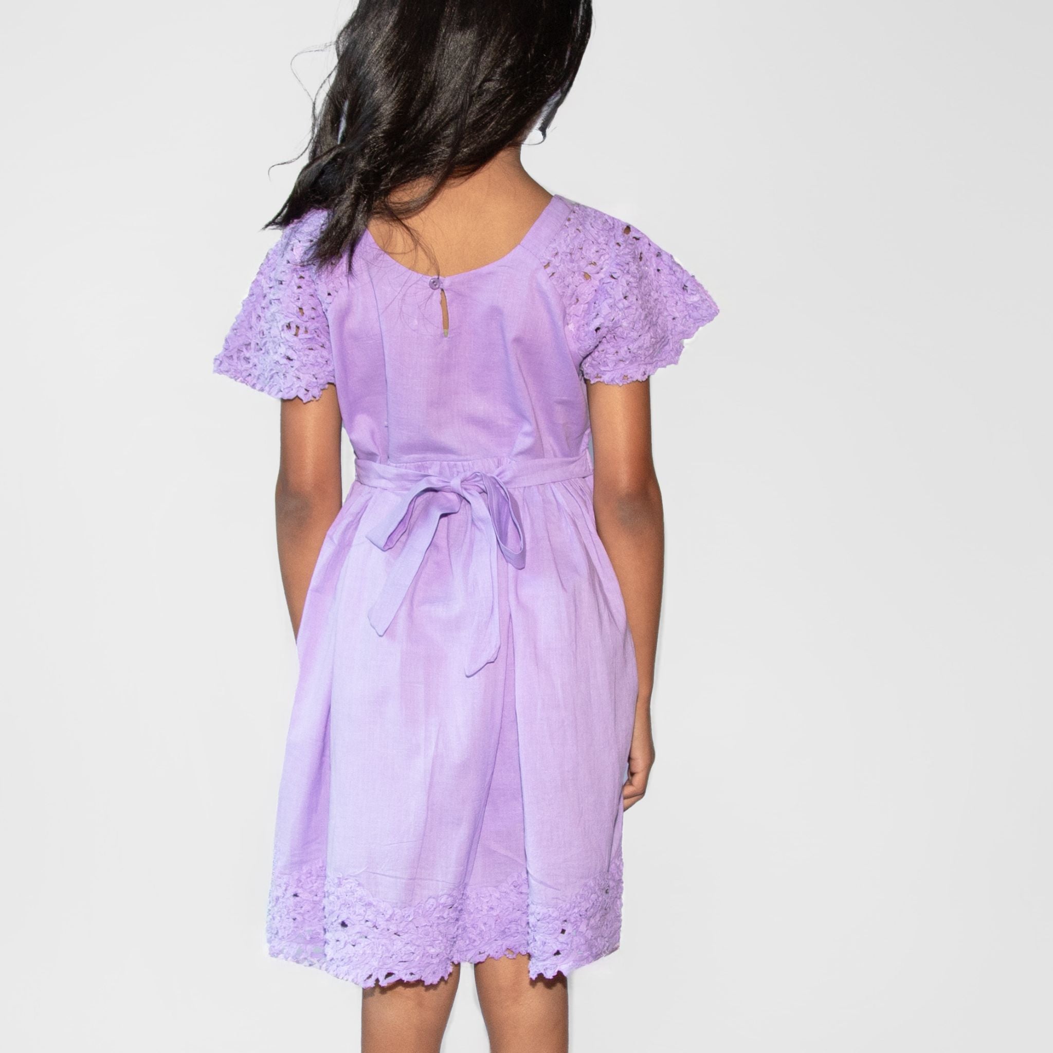 The Willow Orchid - Handcrafted Ribbon Embroidered Dress