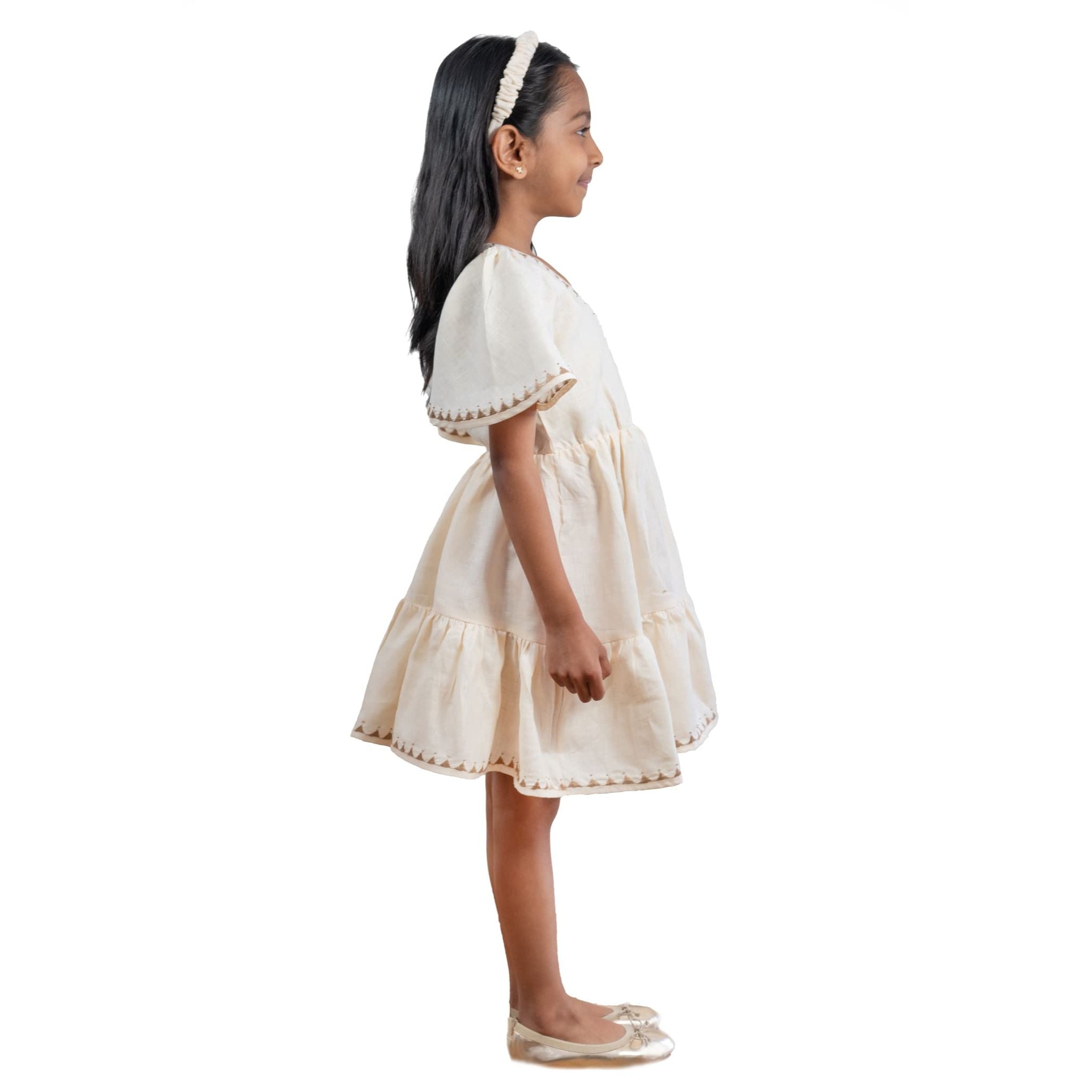 The Kaiya Cream - Tiered Linen Dress