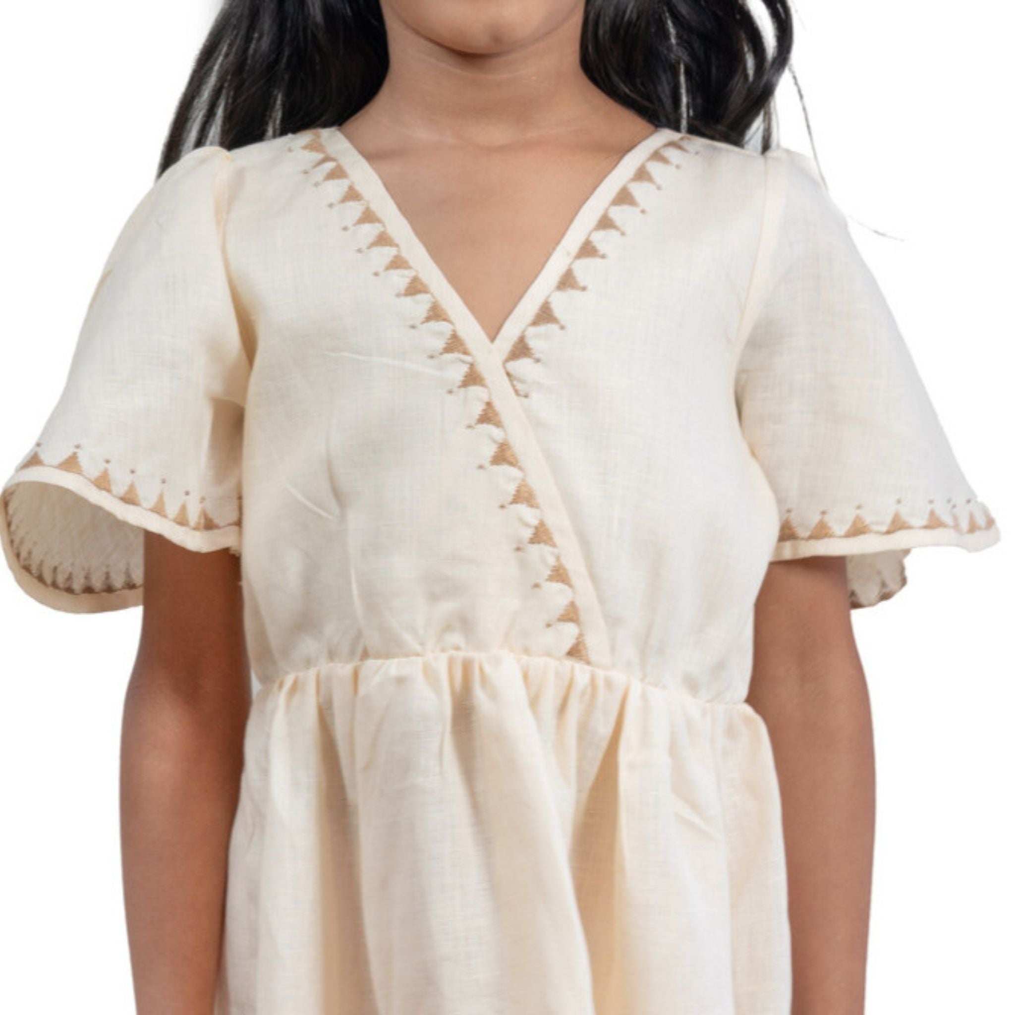 The Kaiya Cream - Tiered Linen Dress