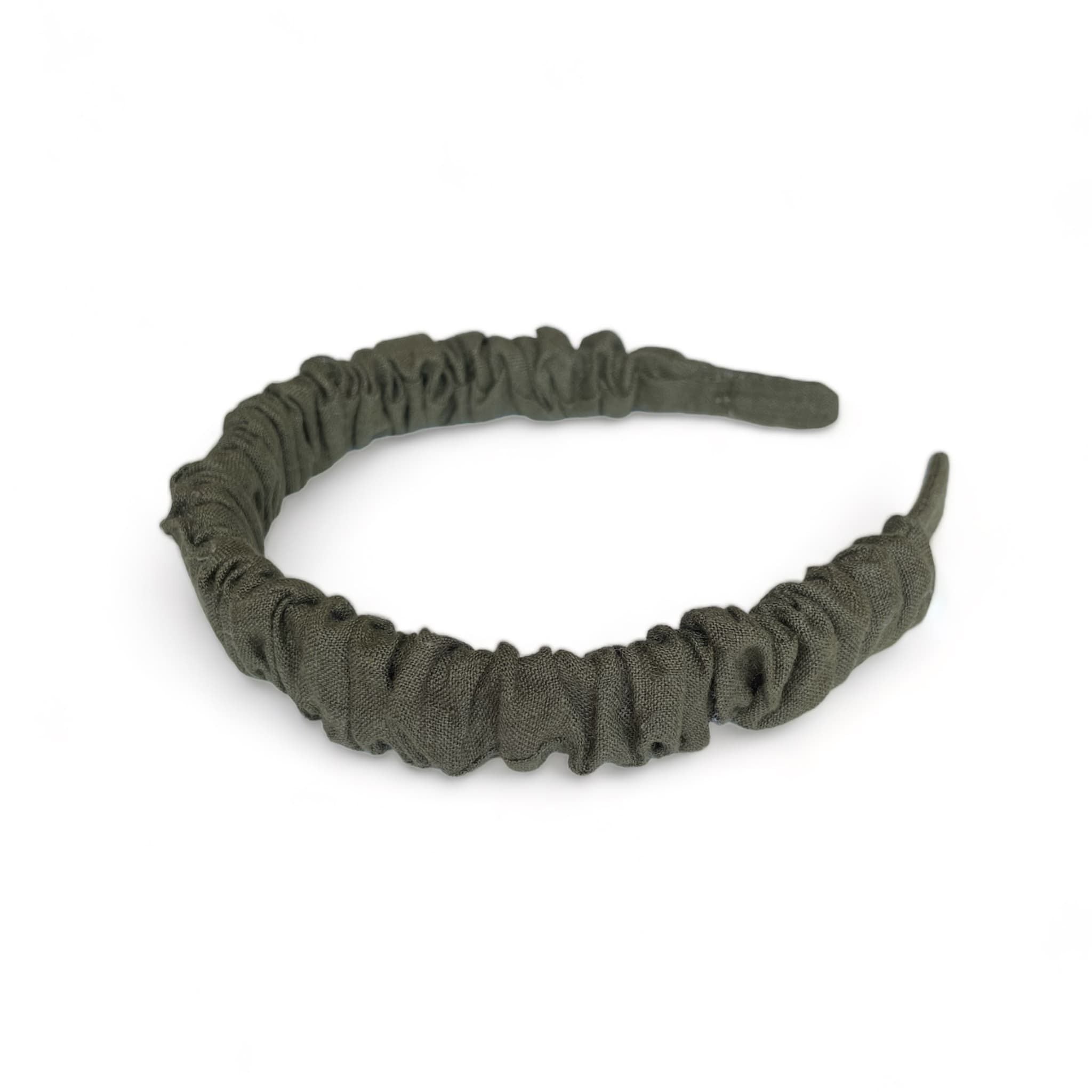 Gathered_olive_linen_headband_Ruhmee_2