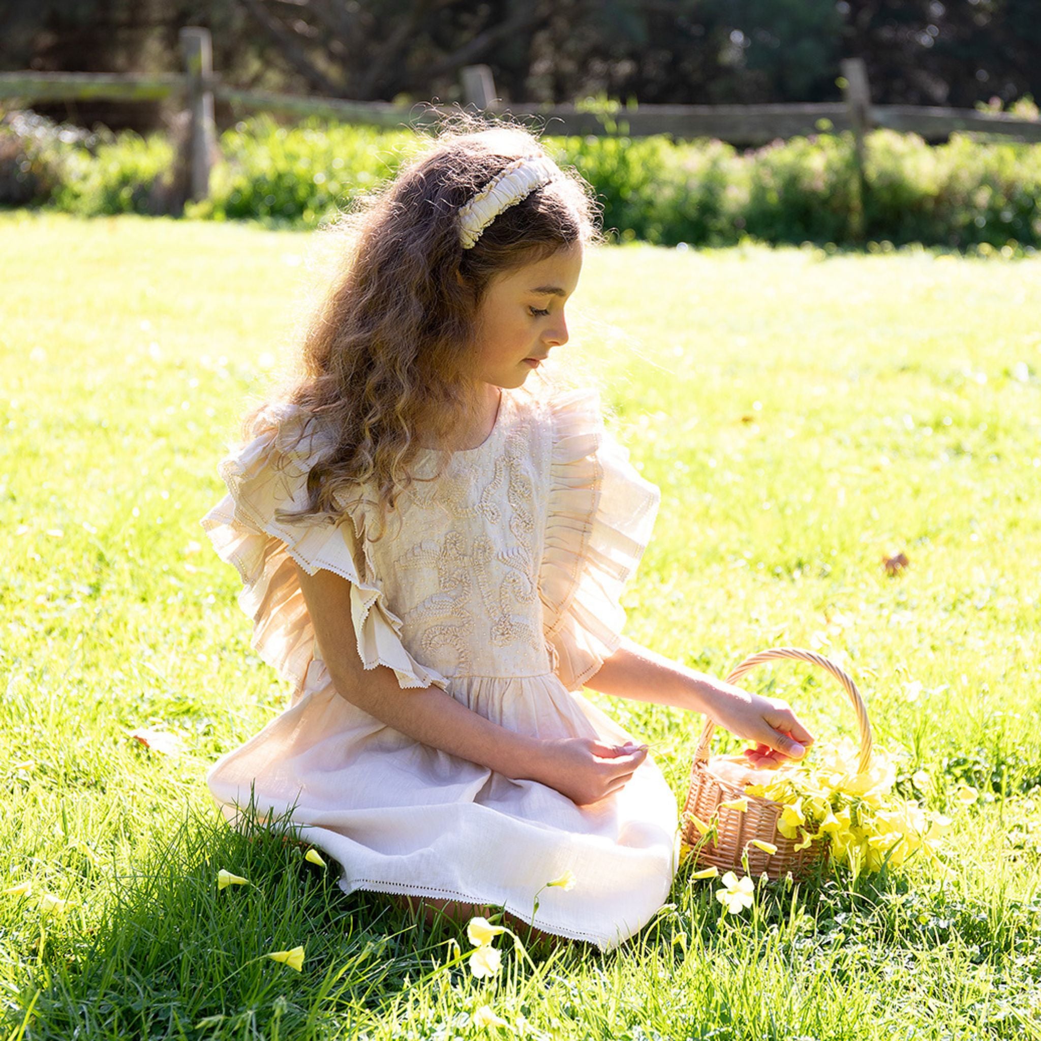 The Luna Creamy White - Embroidered Linen Dress