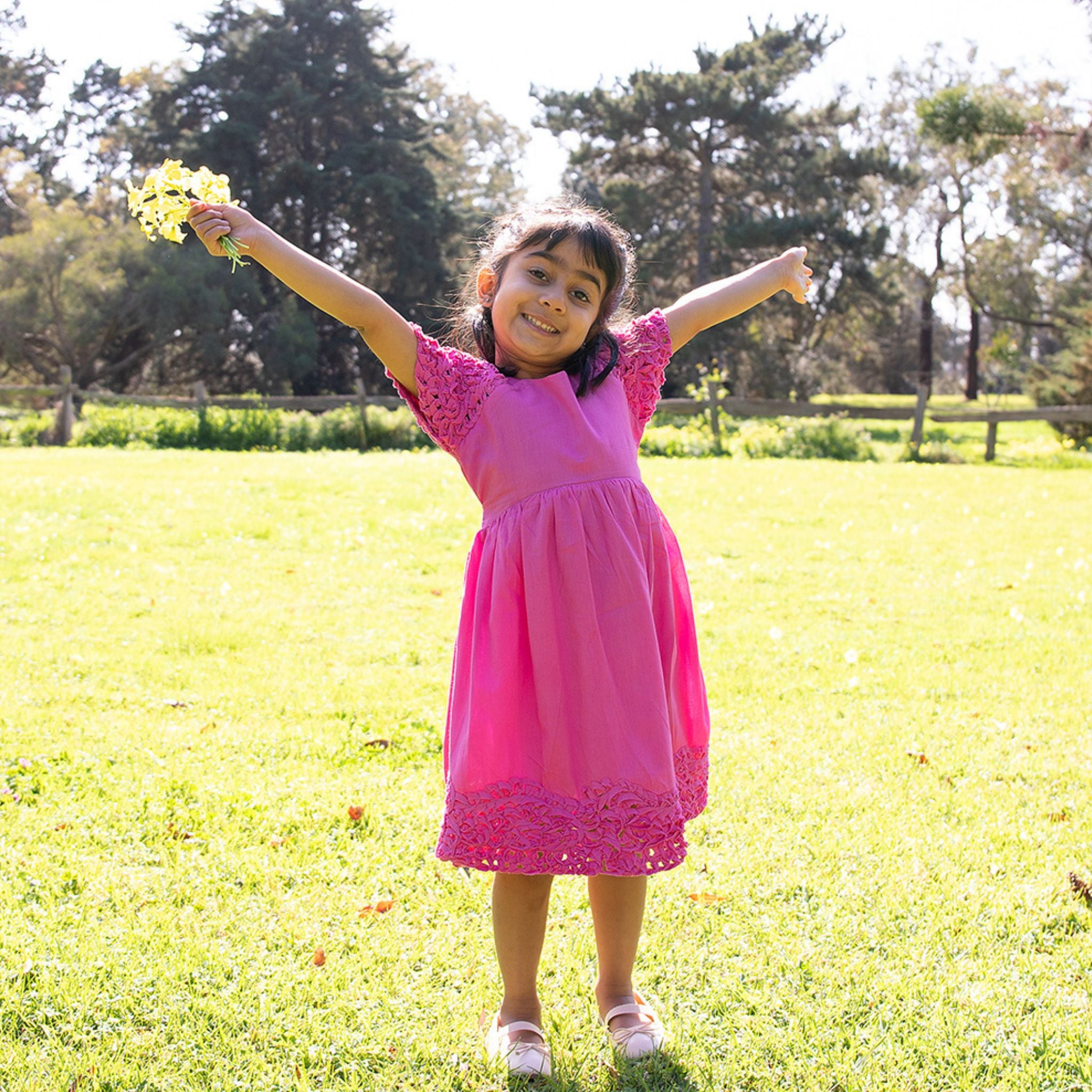 The Willow Pink – Handcrafted Ribbon Embroidered Dress