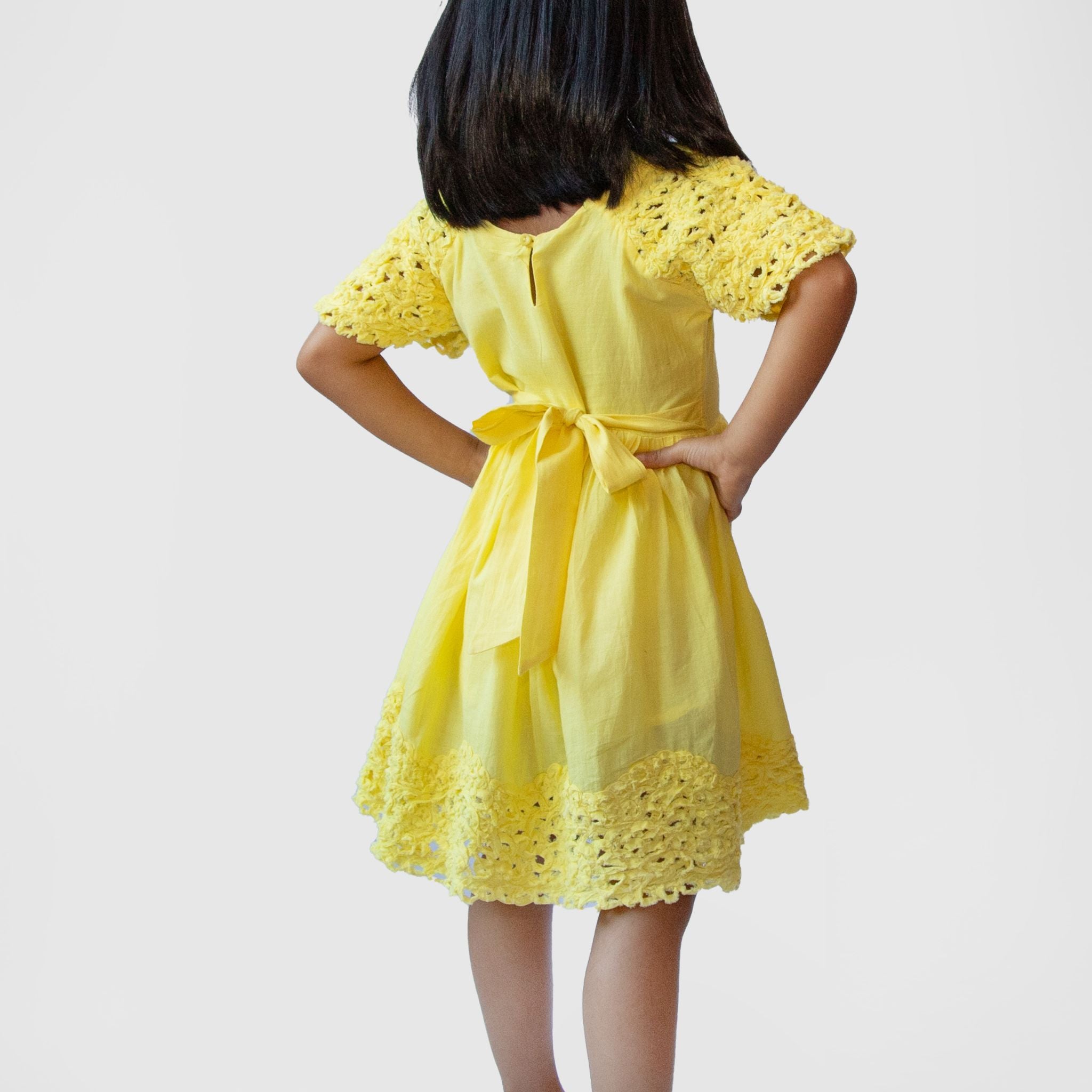 The Willow Lemon - Handcrafted Ribbon Embroidered Dress