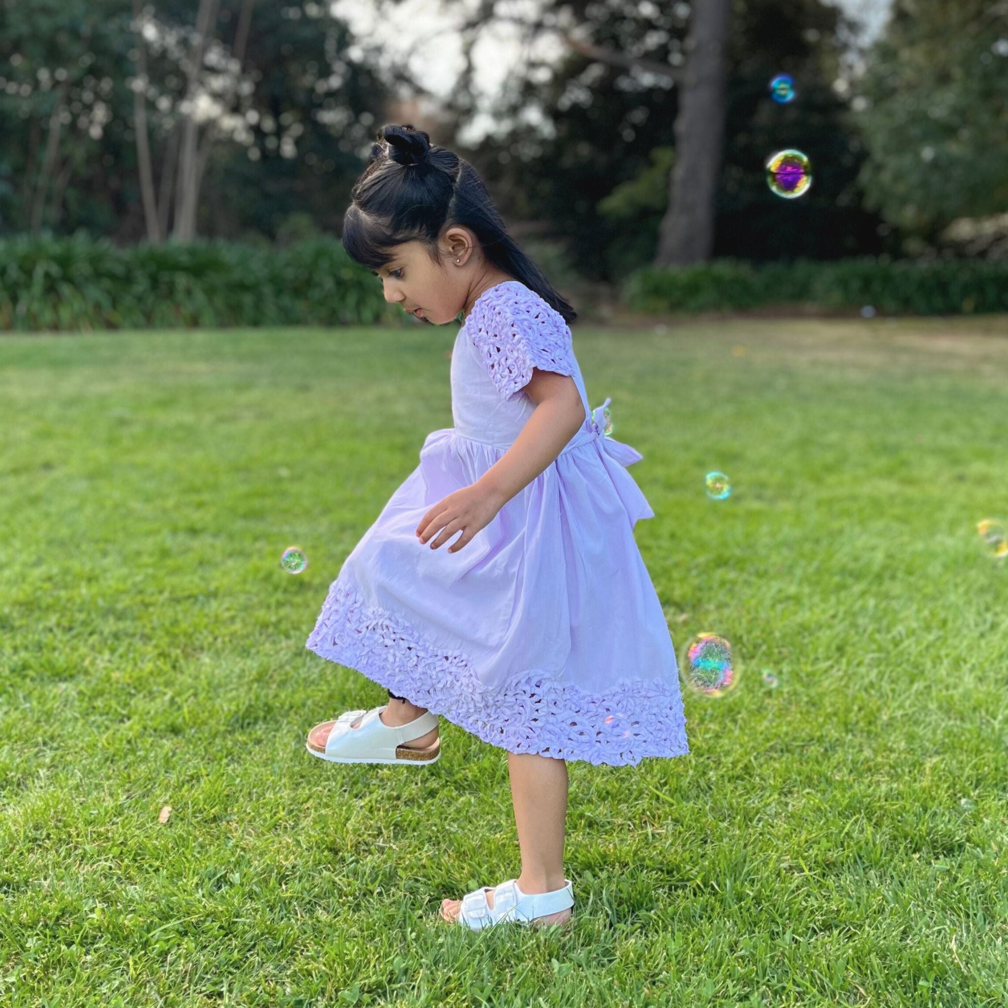 The Willow Violet – Handcrafted Ribbon Embroidered Dress