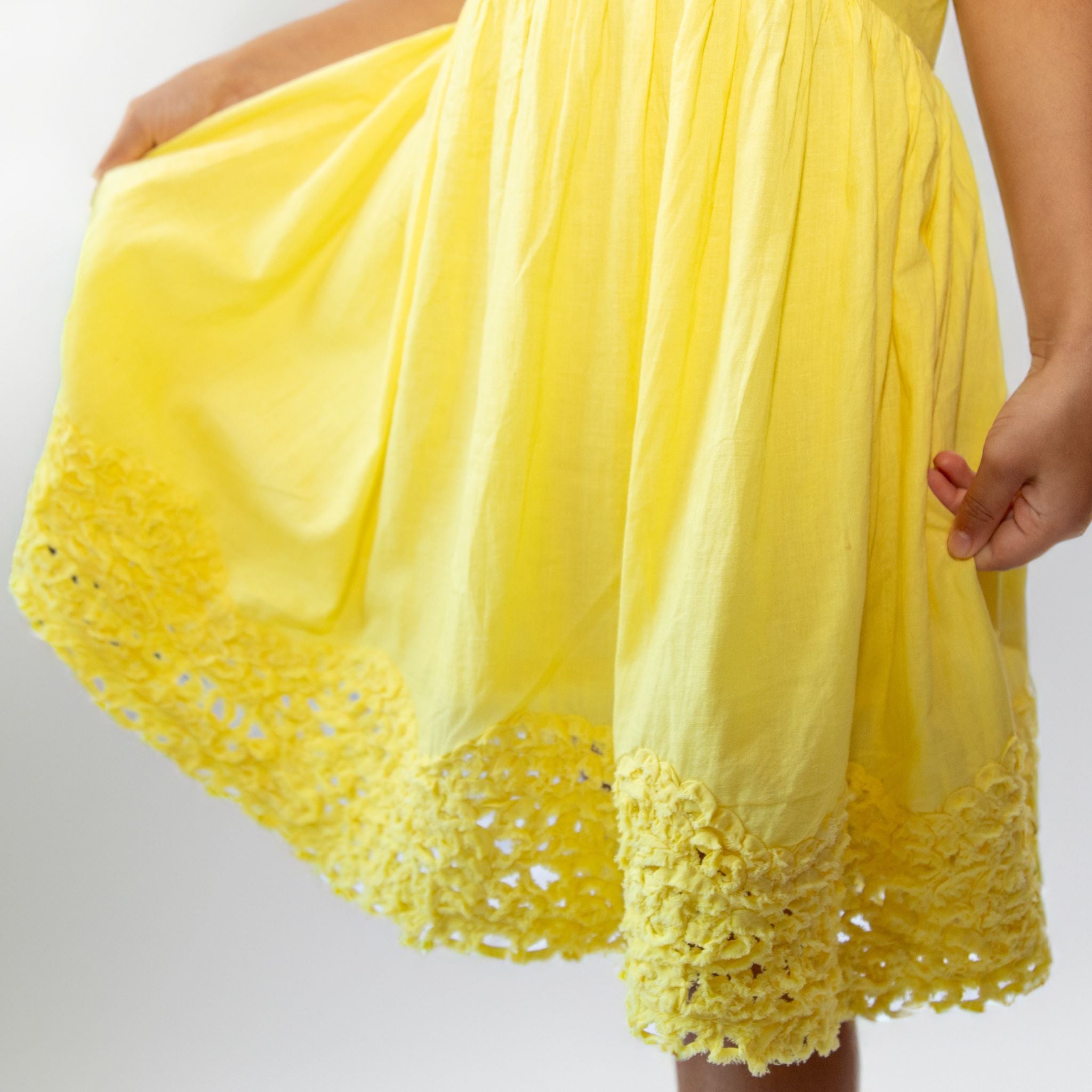The Willow Lemon - Handcrafted Ribbon Embroidered Dress