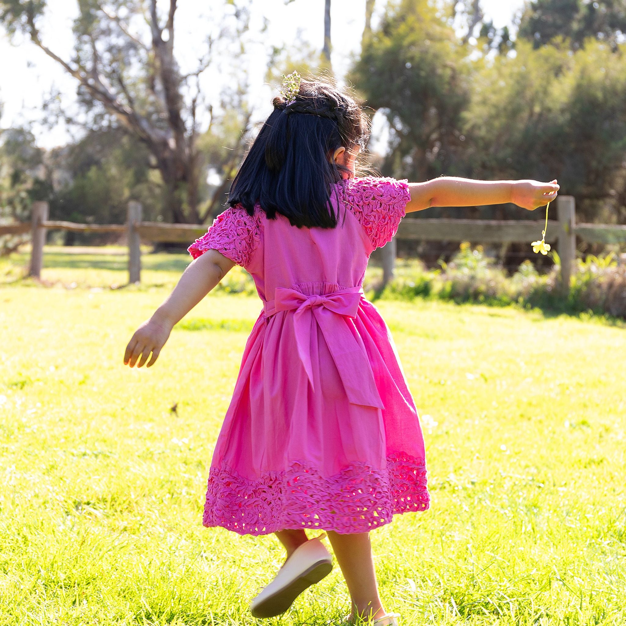 The Willow Pink – Handcrafted Ribbon Embroidered Dress