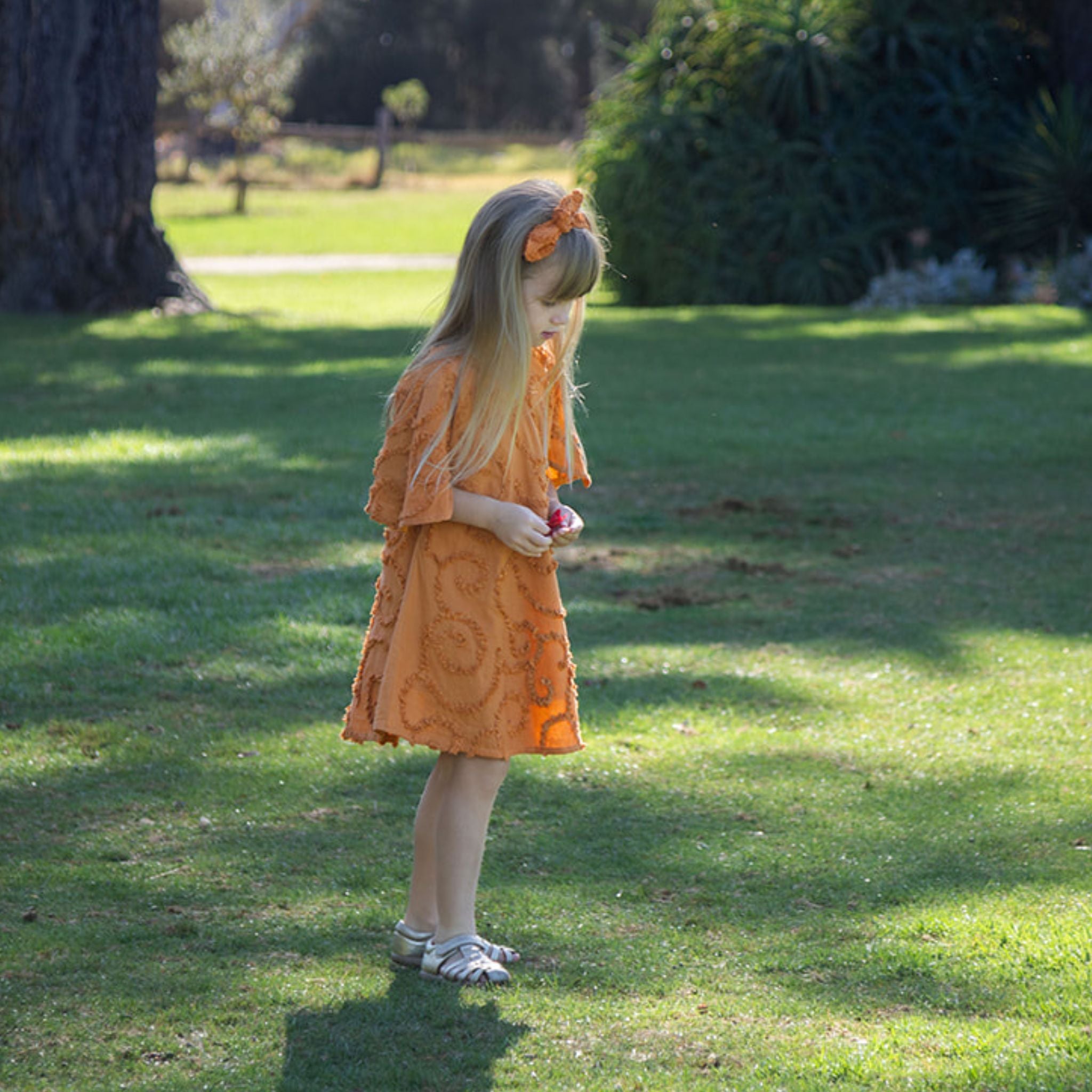 The Nyla Rust - Textured Cotton Dress