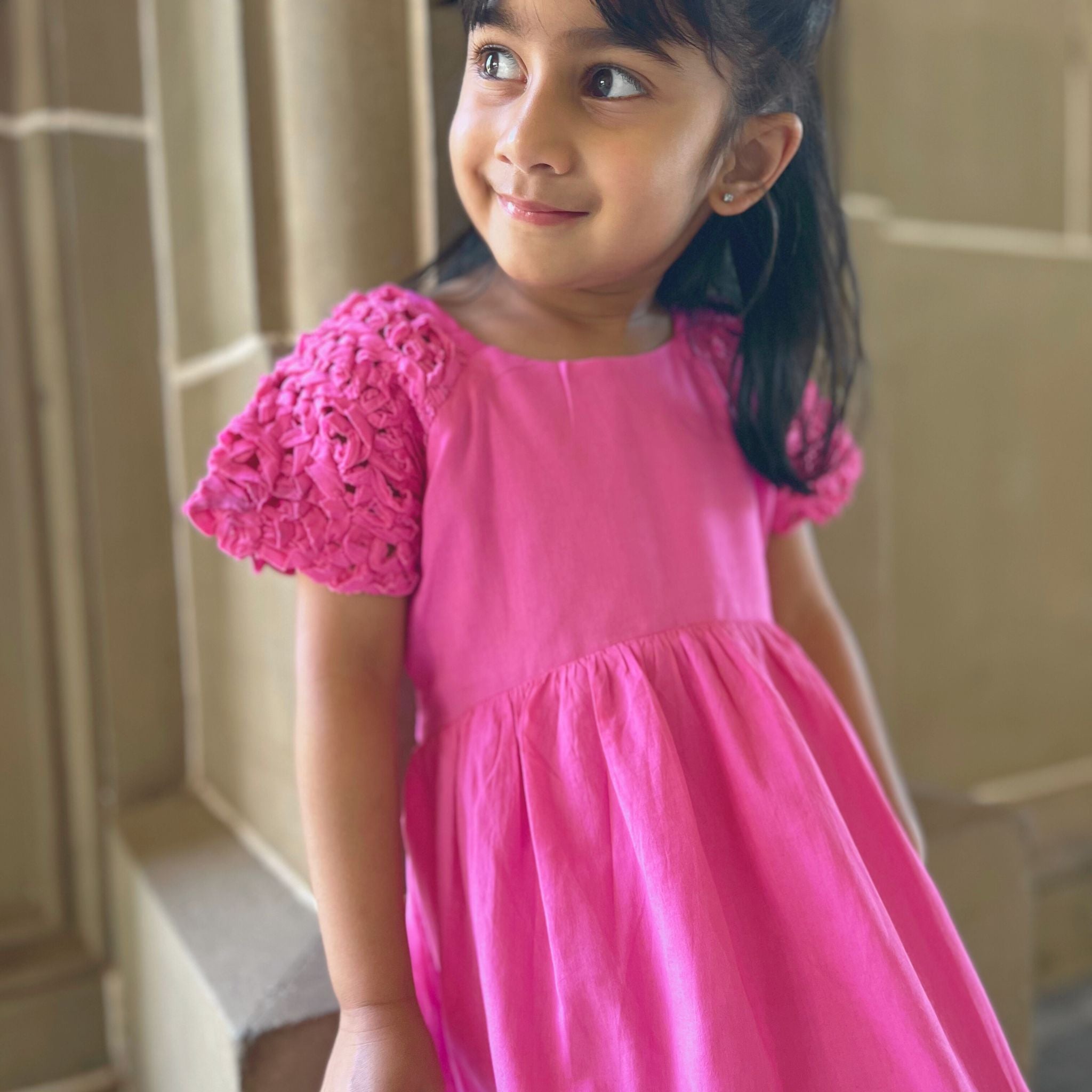 The Willow Pink – Handcrafted Ribbon Embroidered Dress