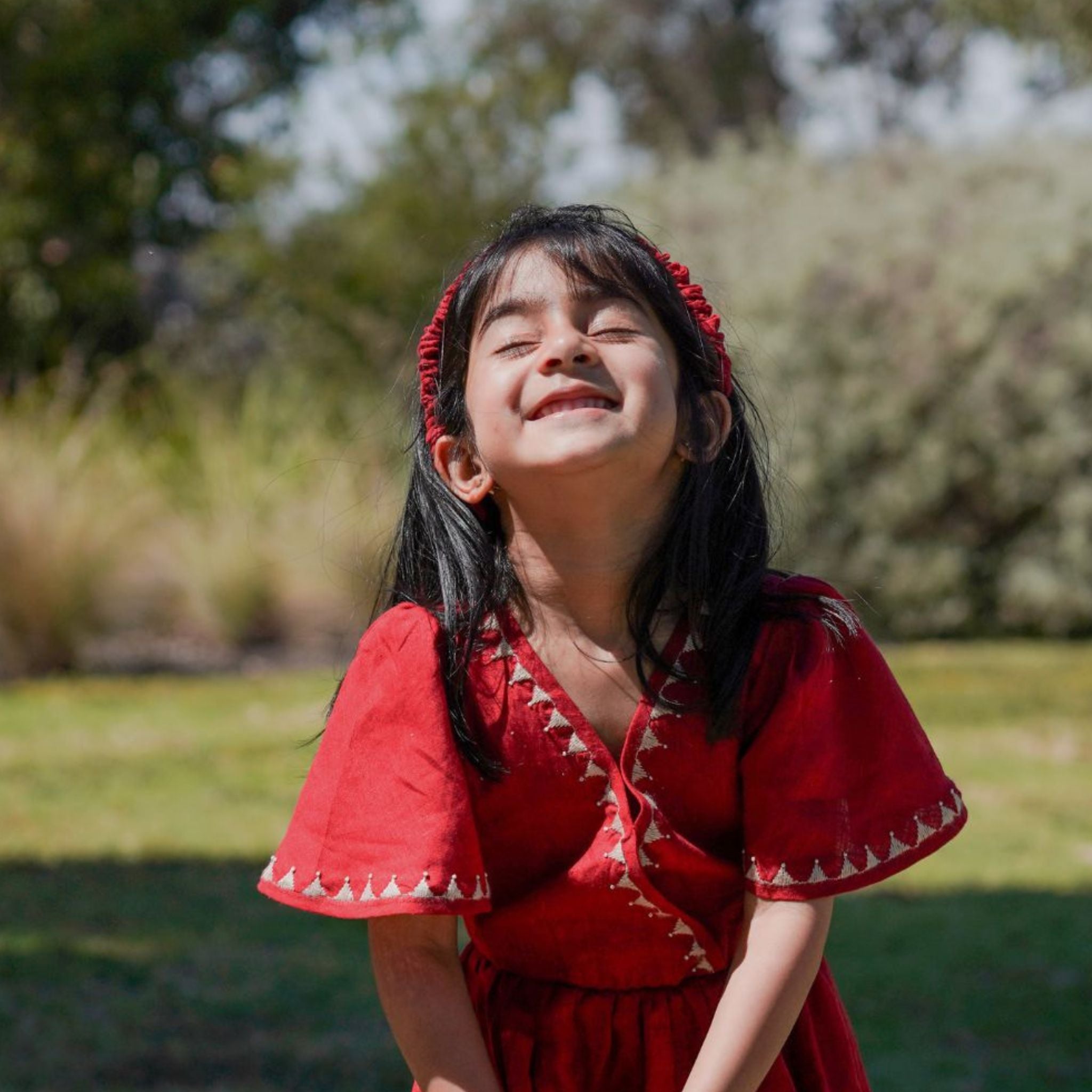 The Kaiya Red - Tiered Linen Dress