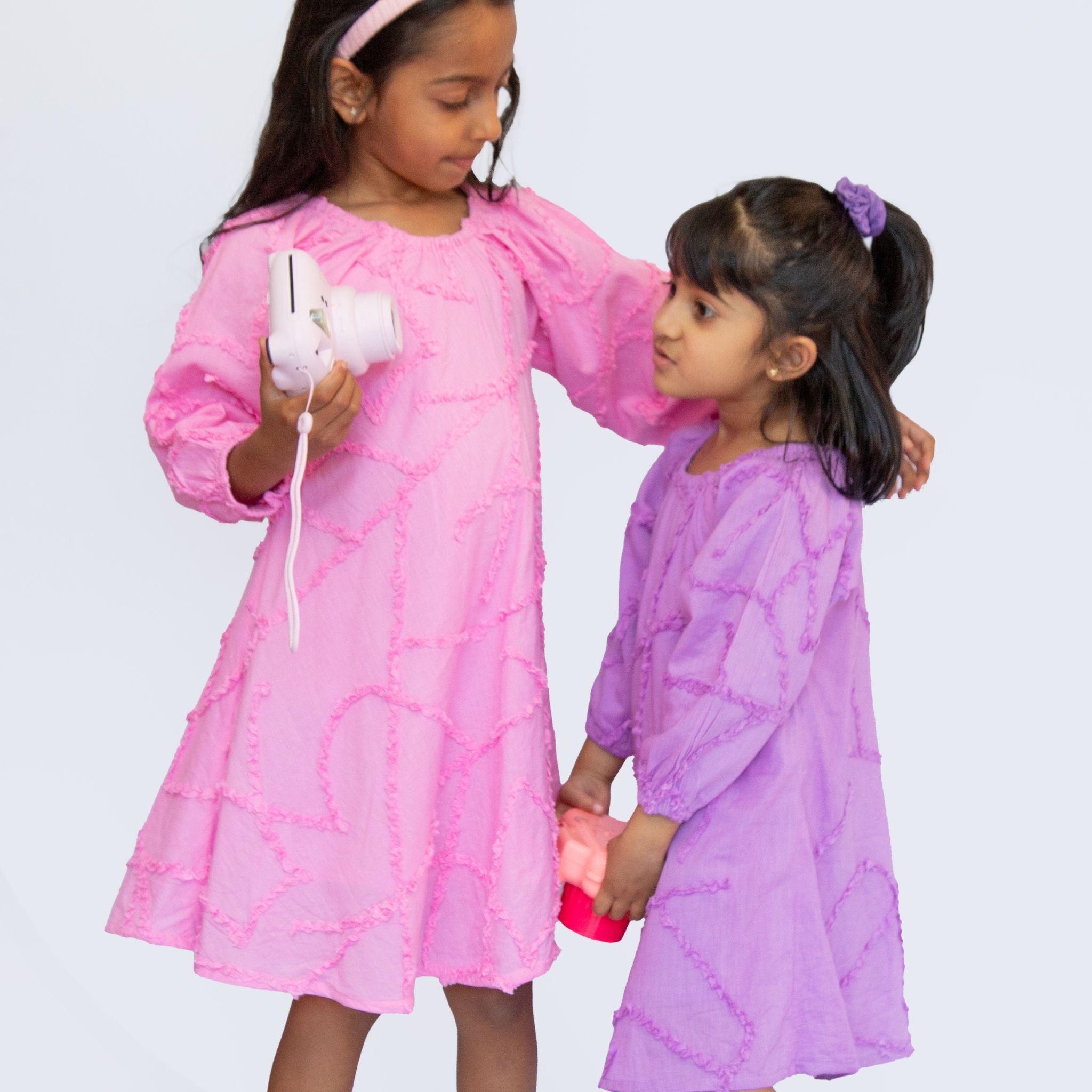 The Maya Mauve - Textured Cotton Dress