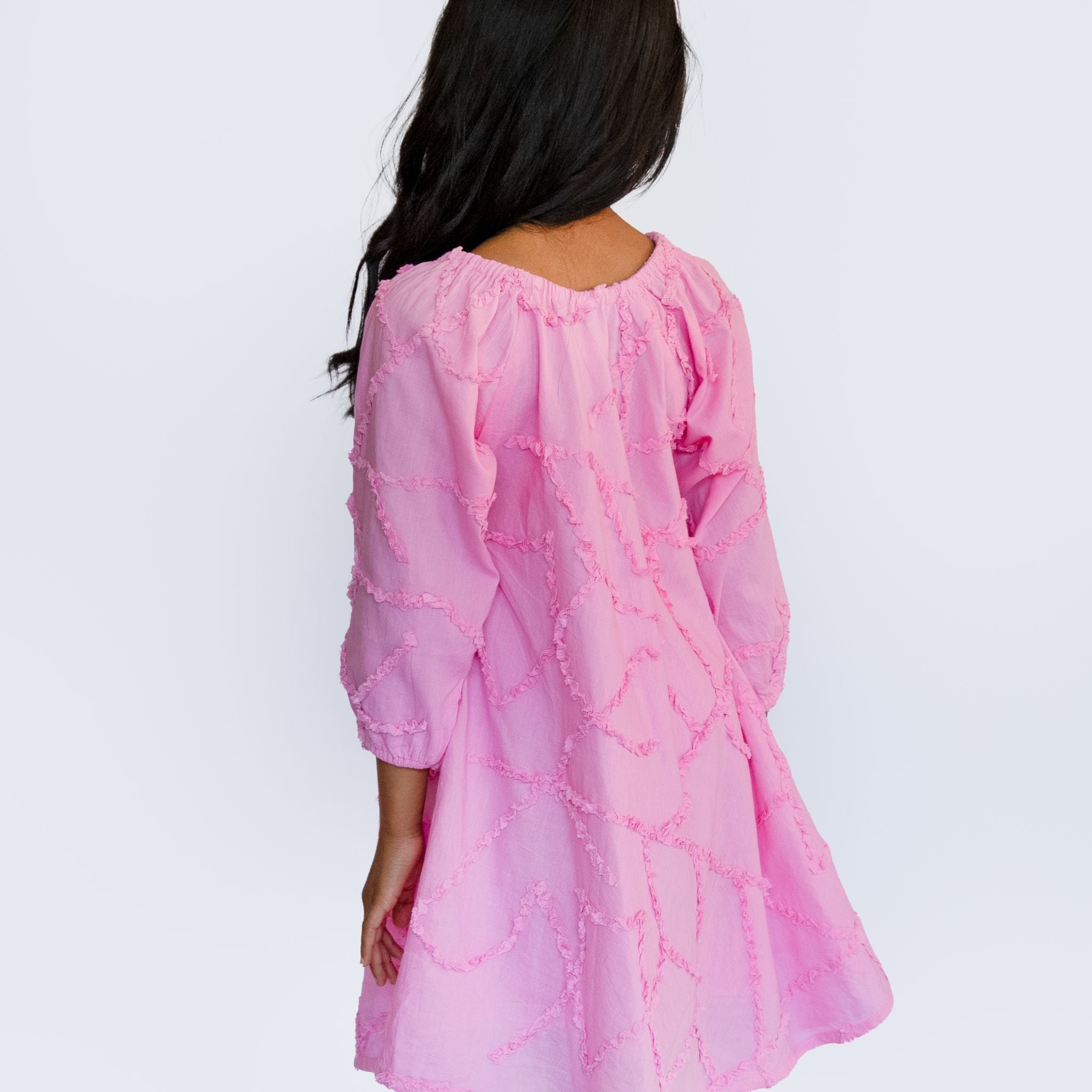 The Maya Pink - Textured Cotton Dress