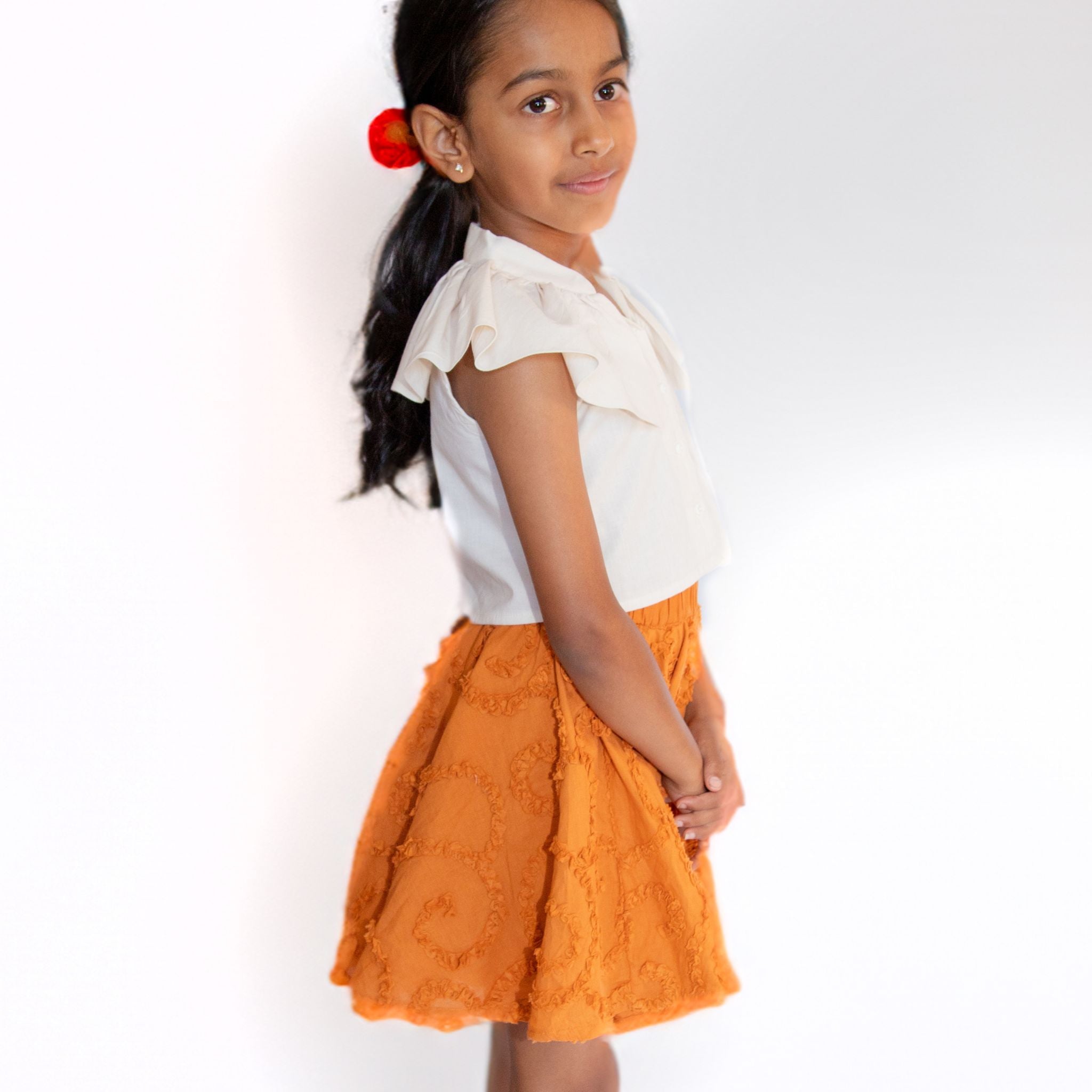 The Nyla Rust Skirt - Textured Cotton