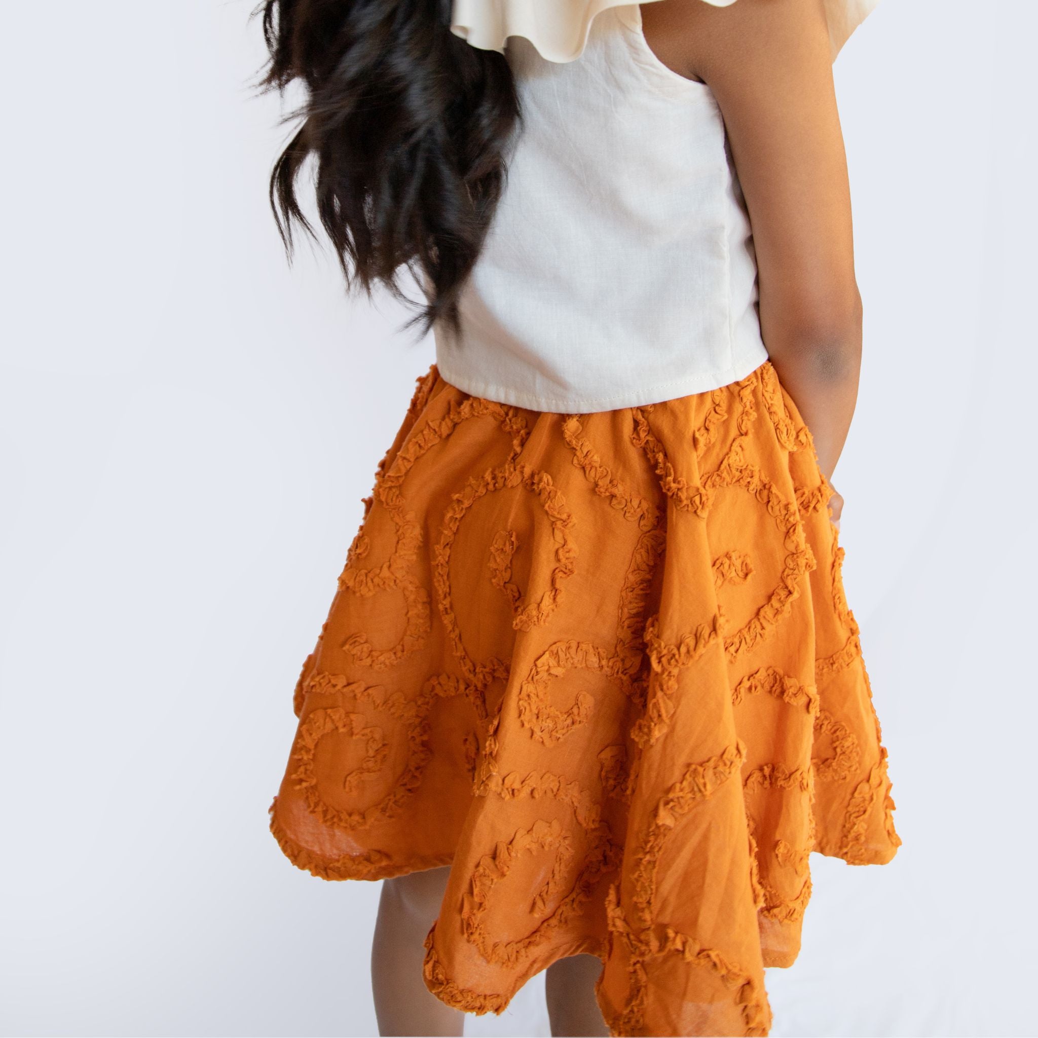 The Nyla Rust Skirt - Textured Cotton