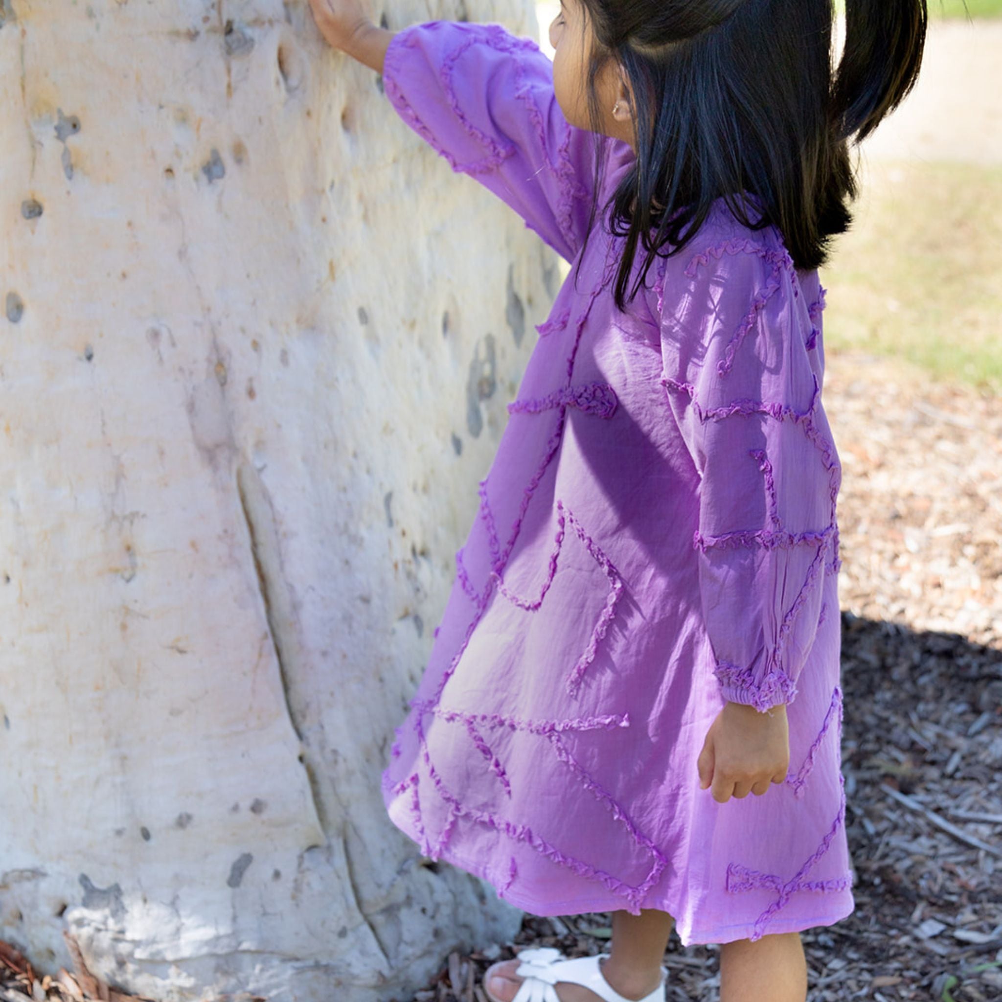 The Maya Mauve - Textured Cotton Dress