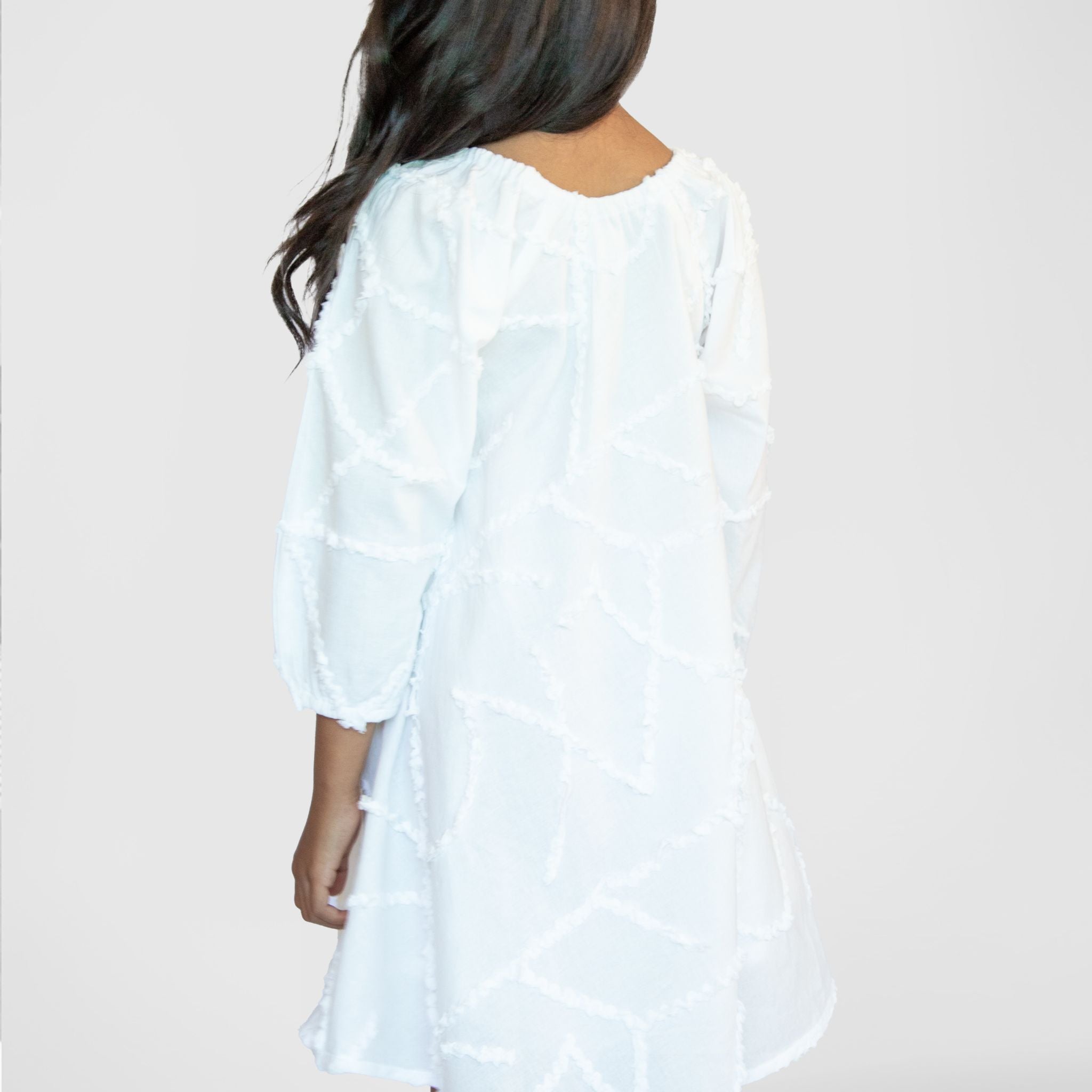 The Maya White - Textured Cotton Dress