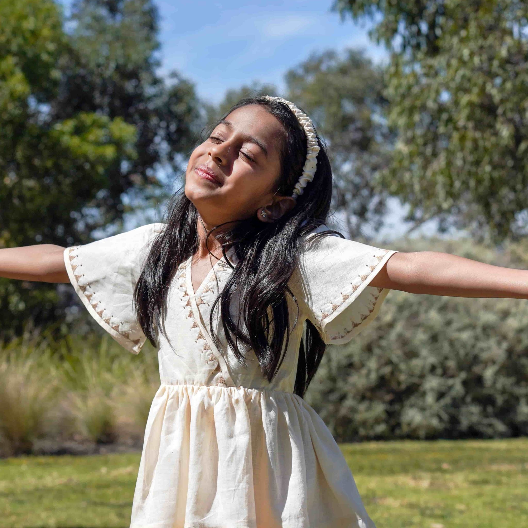 The Kaiya Cream - Tiered Linen Dress