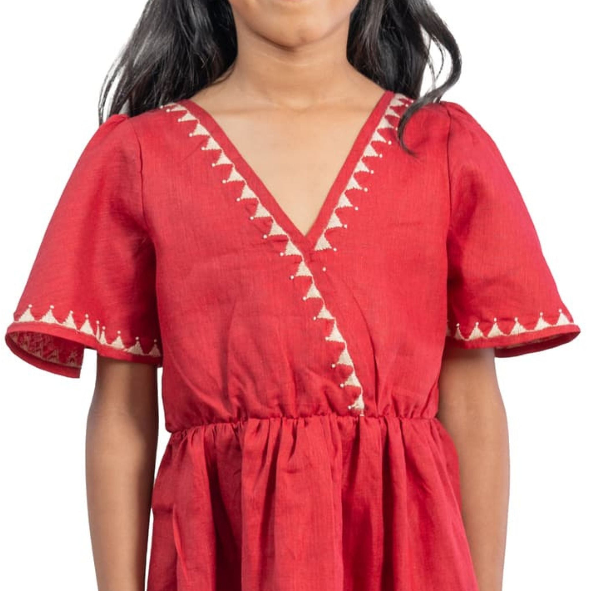The Kaiya Red - Tiered Linen Dress