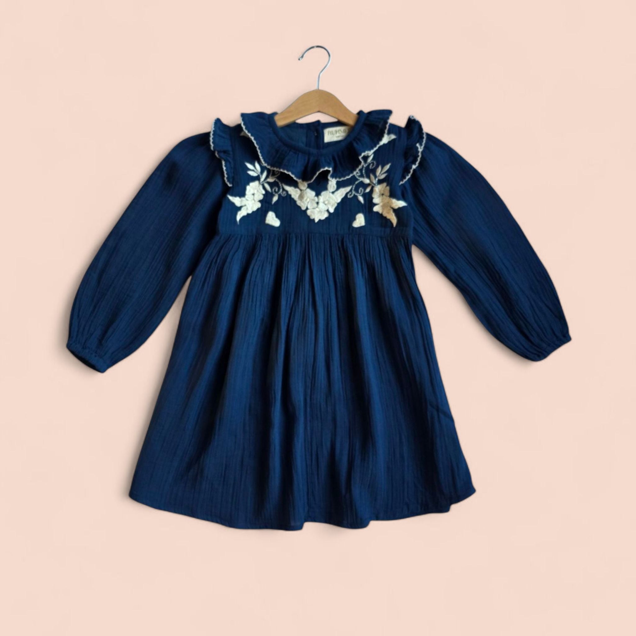 The Elle Navy - Embroidered Cotton Dress