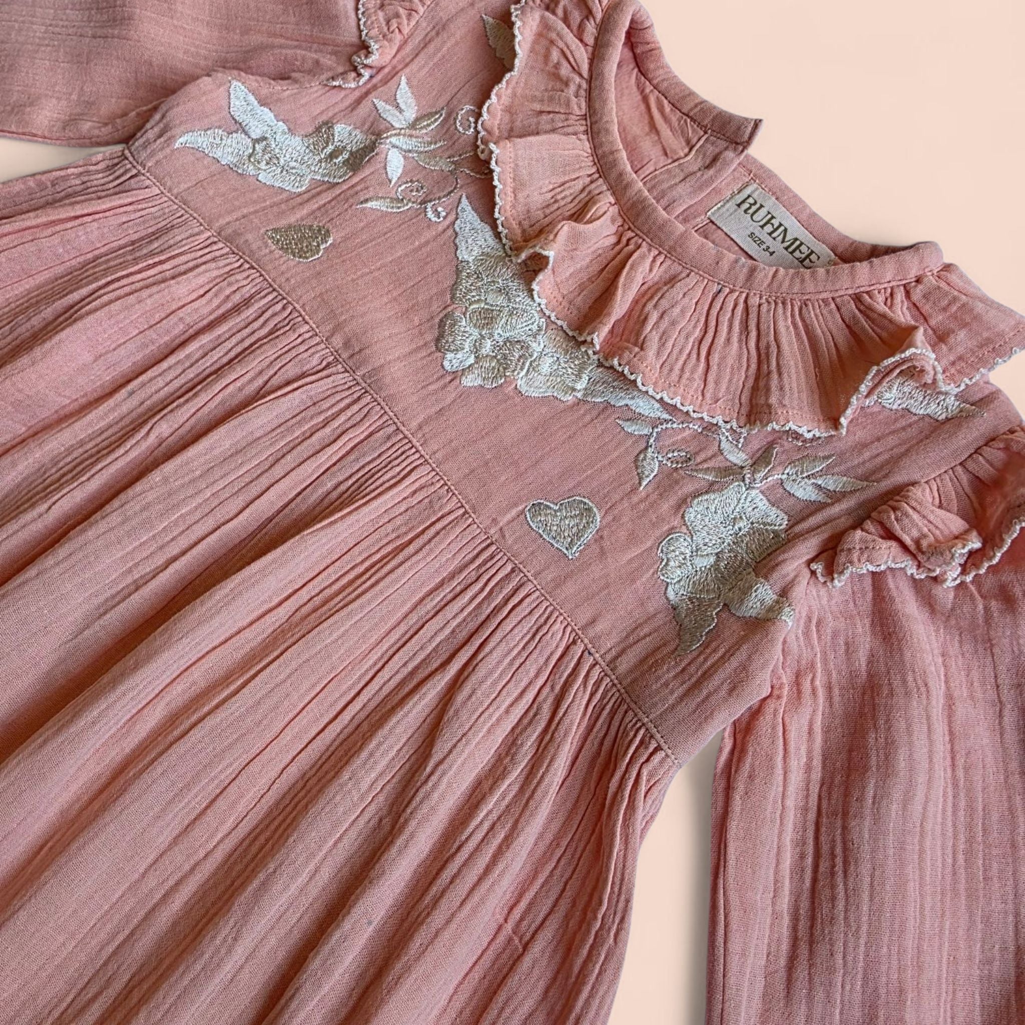 The Elle Blush - Embroidered Cotton Dress