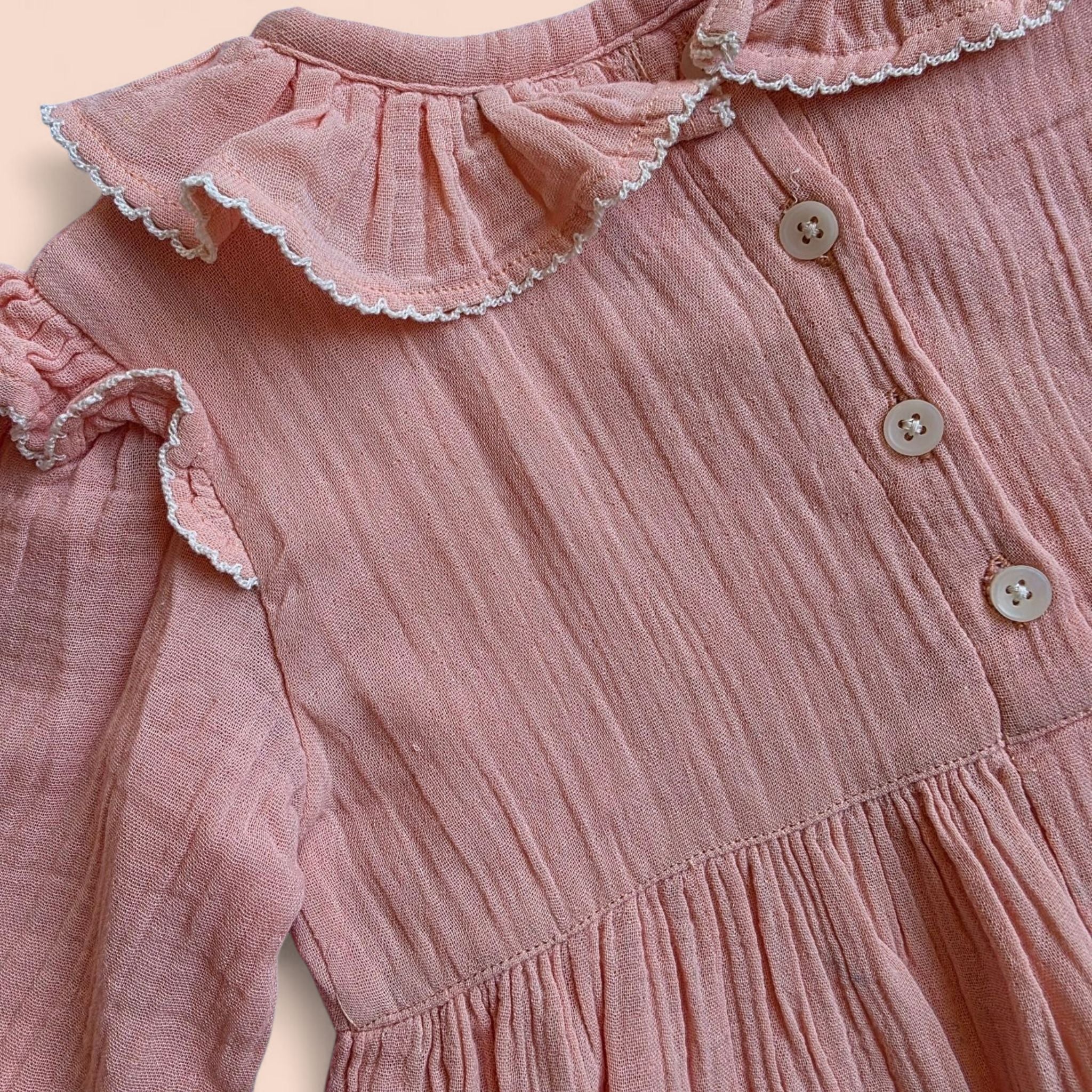 The Elle Blush - Embroidered Cotton Dress
