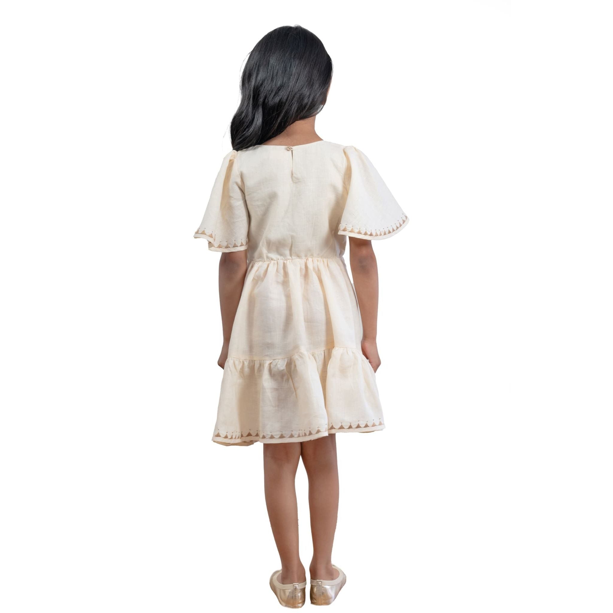 Tiered Cream Linen Dress - Kaiya