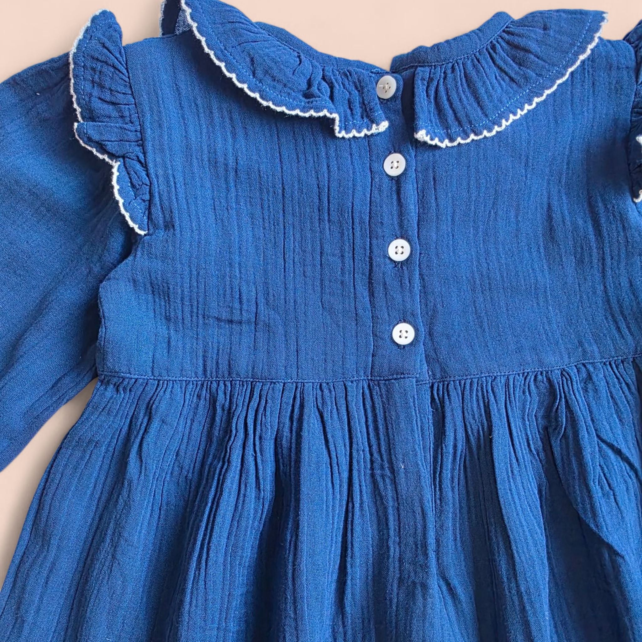 The Elle Navy - Embroidered Cotton Dress