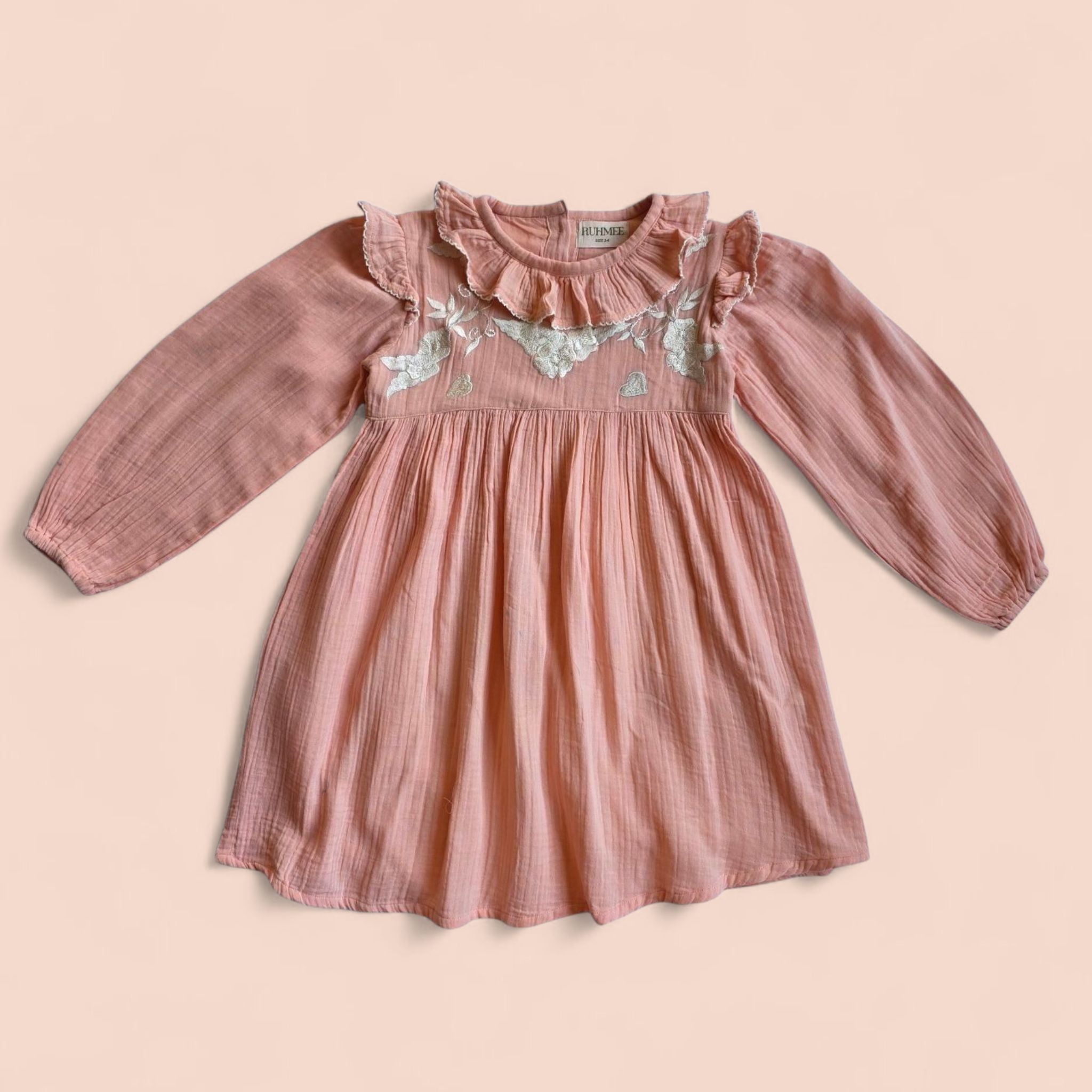 The Elle Blush - Embroidered Cotton Dress
