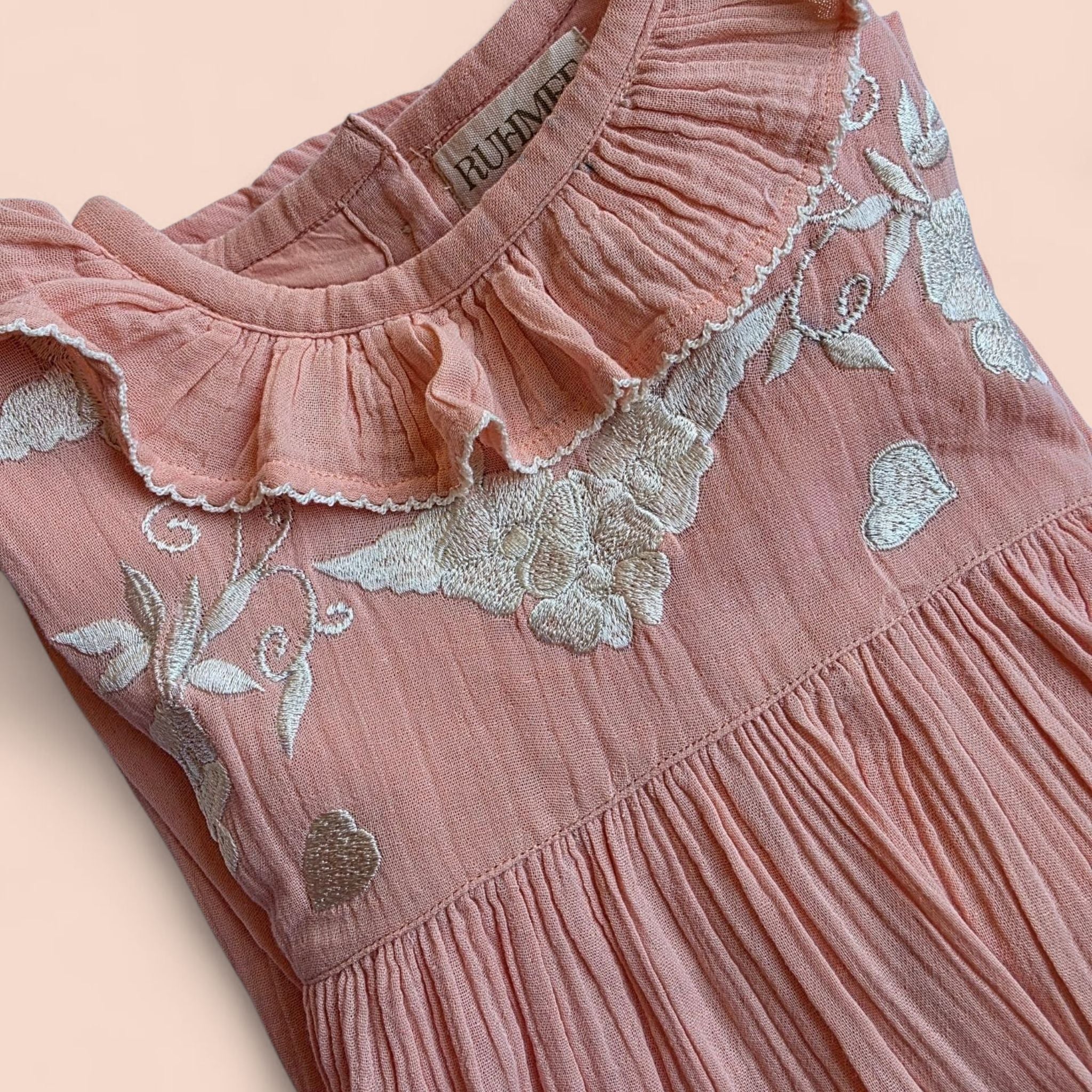 The Elle Blush - Embroidered Cotton Dress